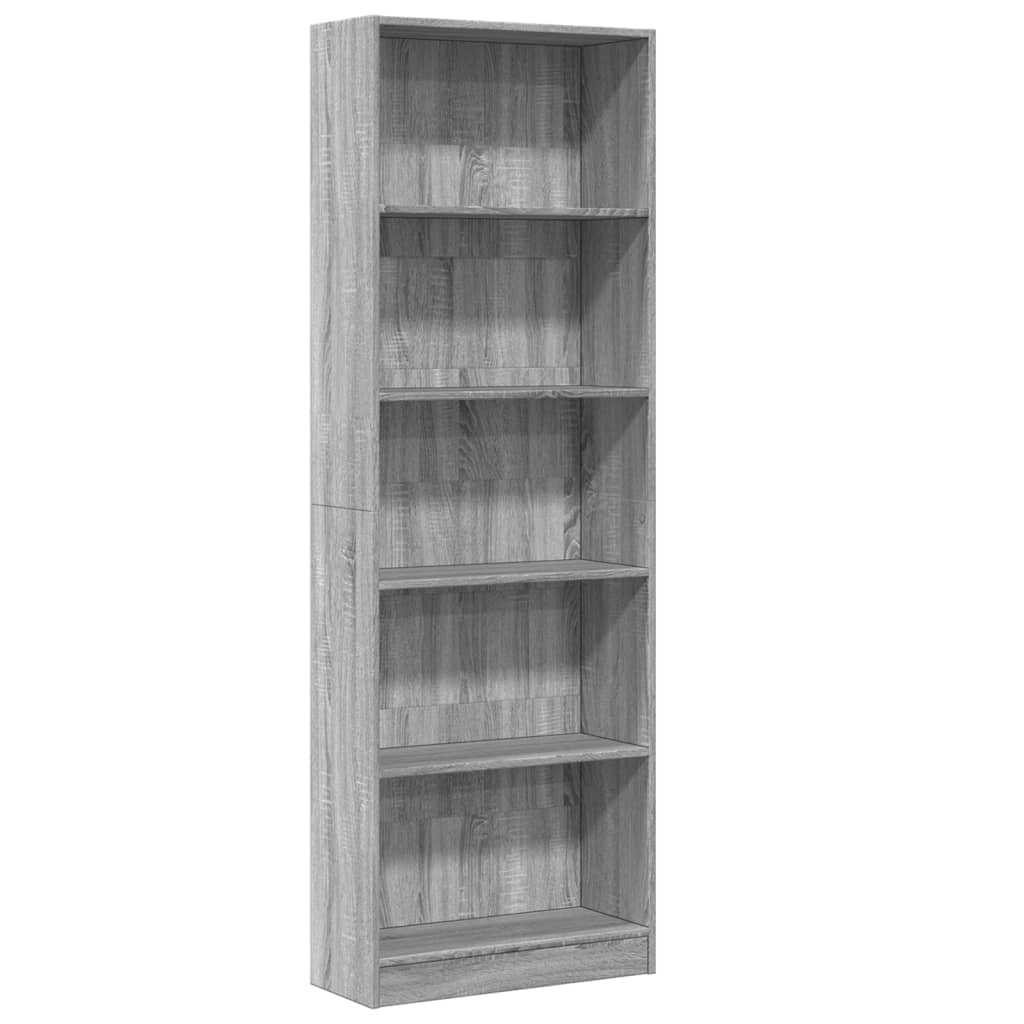 Bibliothèque pour Séjour en Bois Gris H. 176 x l. 60 x P. 24 cm - 2
