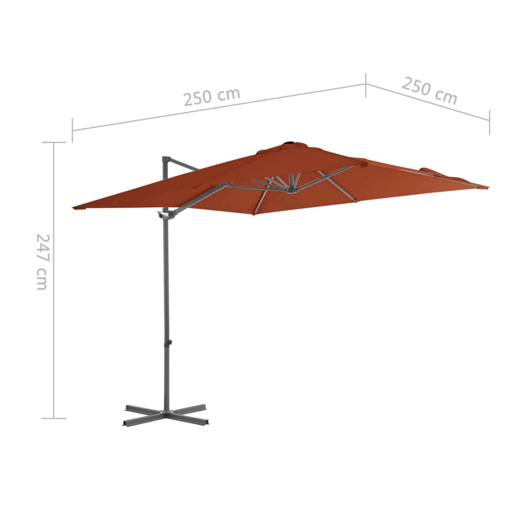 Parasol déporté avec mât en acier Terre cuite 250x250 - 9