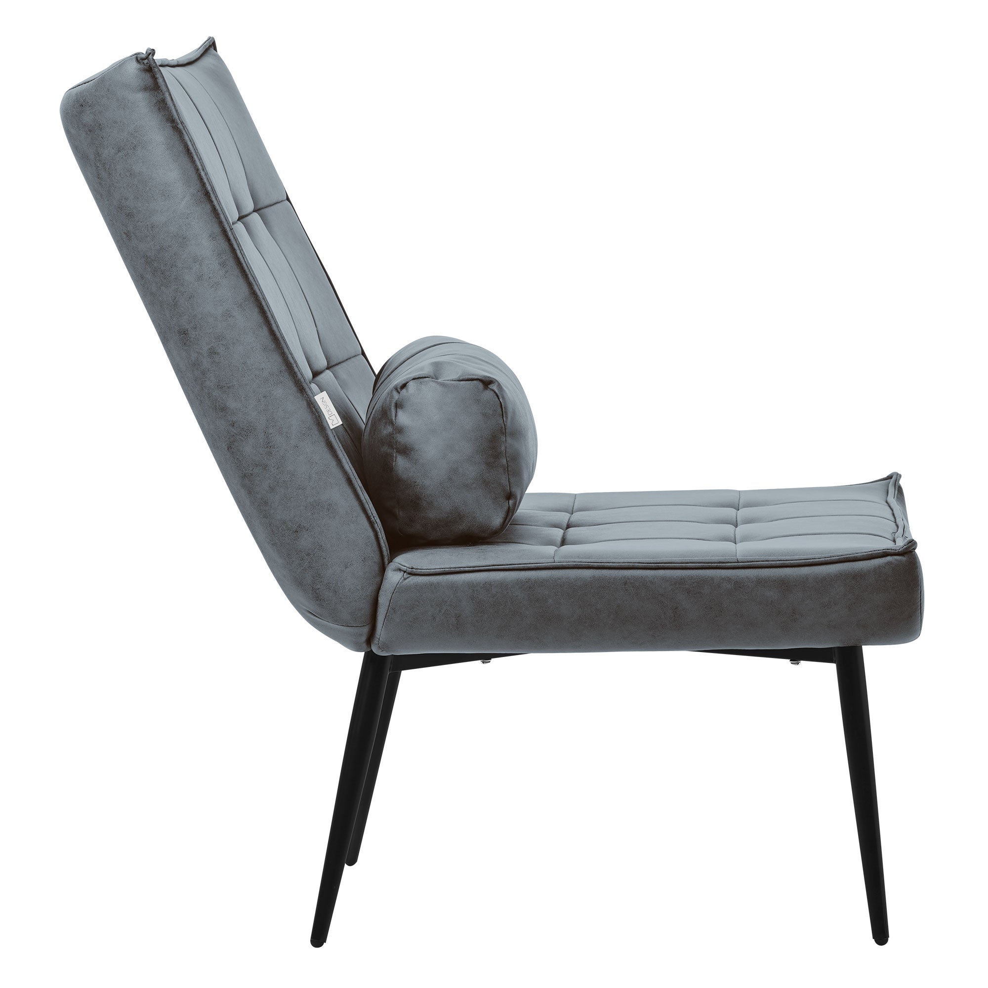 ML Design fotel rozkładany antracytowy tapicerowany skóra sztuczna PU z czarnymi metalowymi nogami ergonomiczny skrzydłowy z poduszką do relaksu - 3