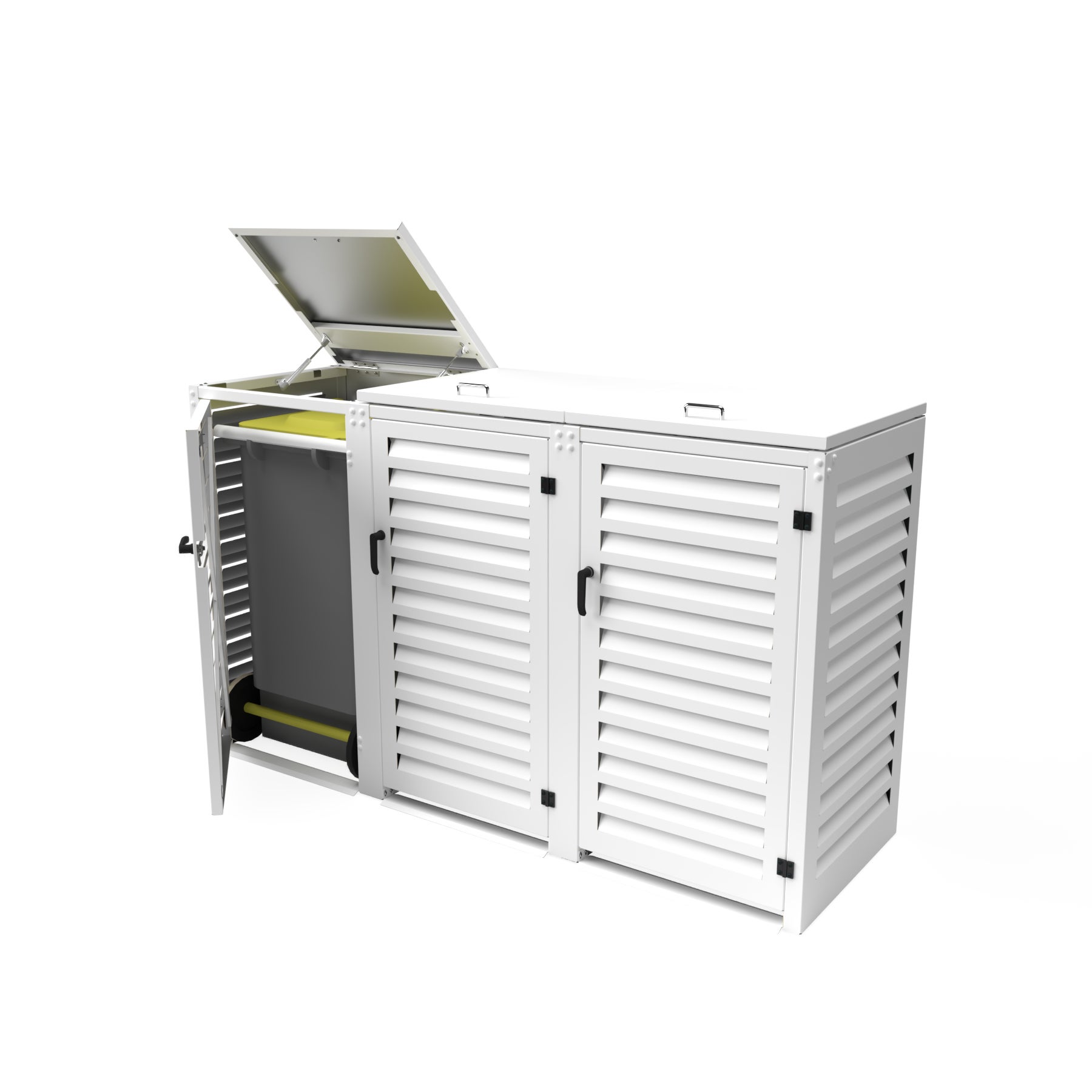 Cache Poubelle Extérieur Triple en Aluminium thermolaqué - Abri pour 3 ...