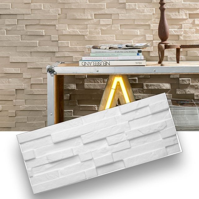 14,4 m² (100 panneaux) de revêtement mural EPS épais et compact effet pierre, isolant, peignable et facile à poser
