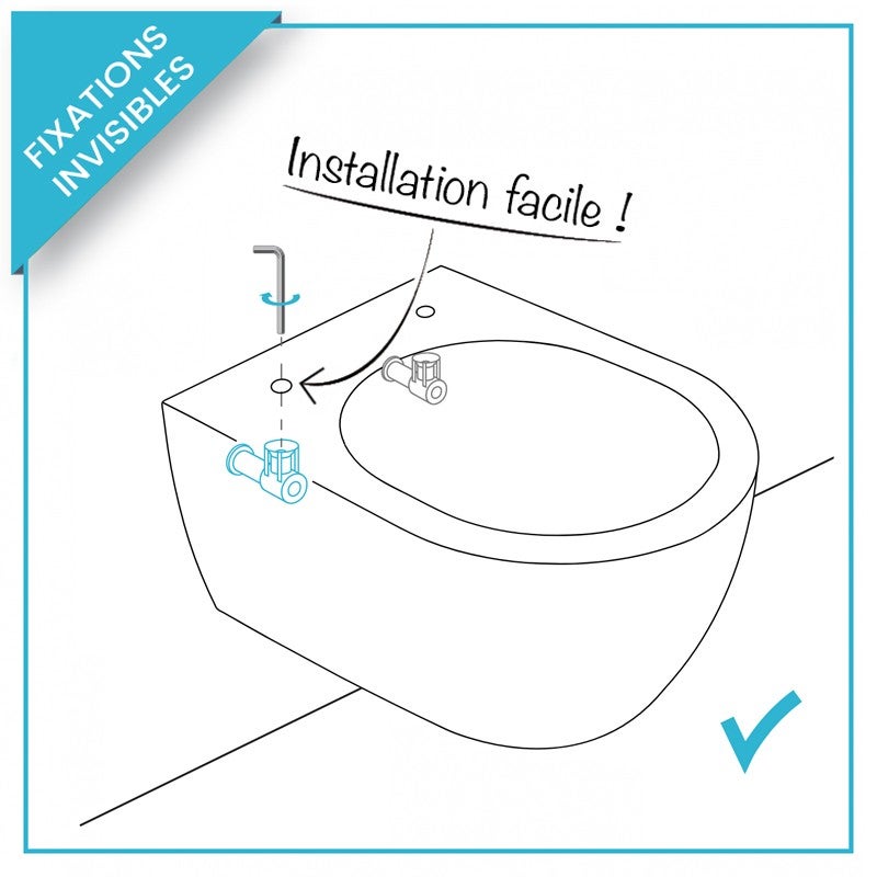 Cuvette Wc Suspendu Sans Bride Mezzo - 49 X 36 Cm - Abattant Declipsable Thermodur Avec Freins De Chute - 7