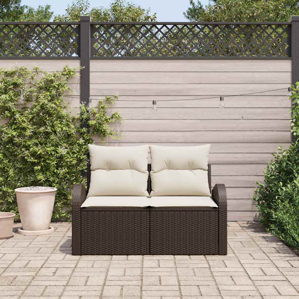 Sofa Ogrodowa z poduszką Brązowy 124 x 62 x 69 cm polirattan vidaXL