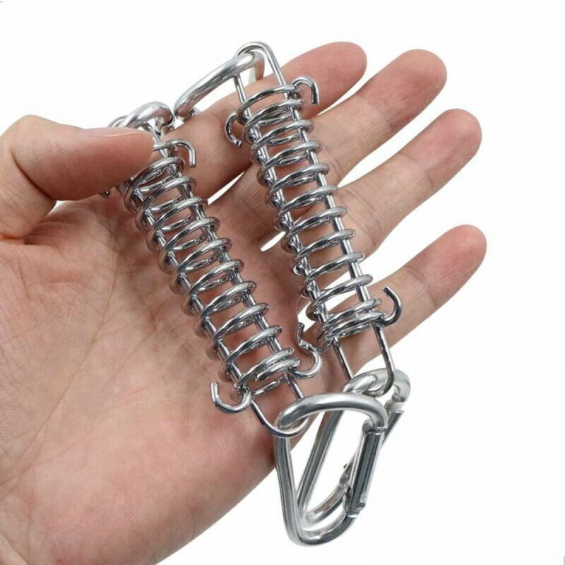 Clips à ressort, accessoires de fixation pour voile d'ombrage, ensemble de 4 pièces comprenant 4 ressorts et 8 mousquetons. - 3
