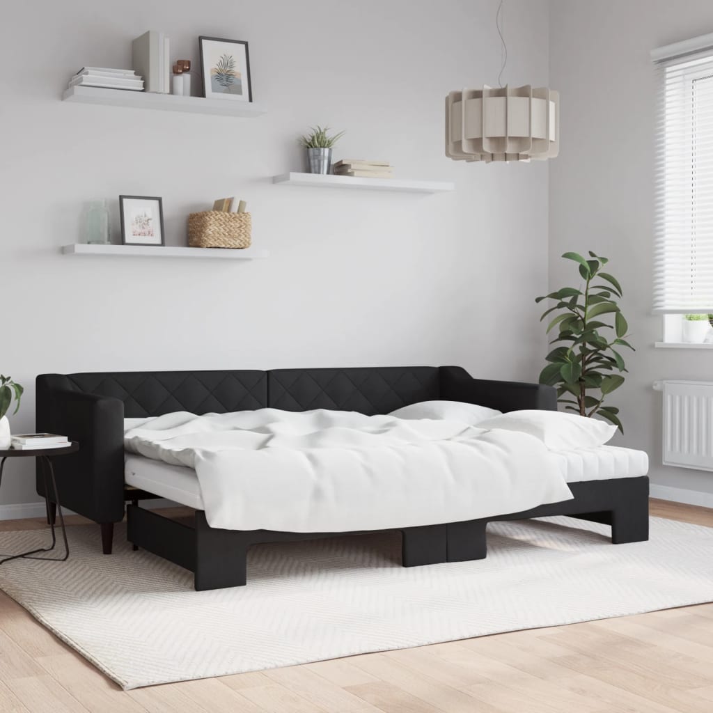 Maison exclusive - sofá cama nido con colchón tela negro 80x200 cm