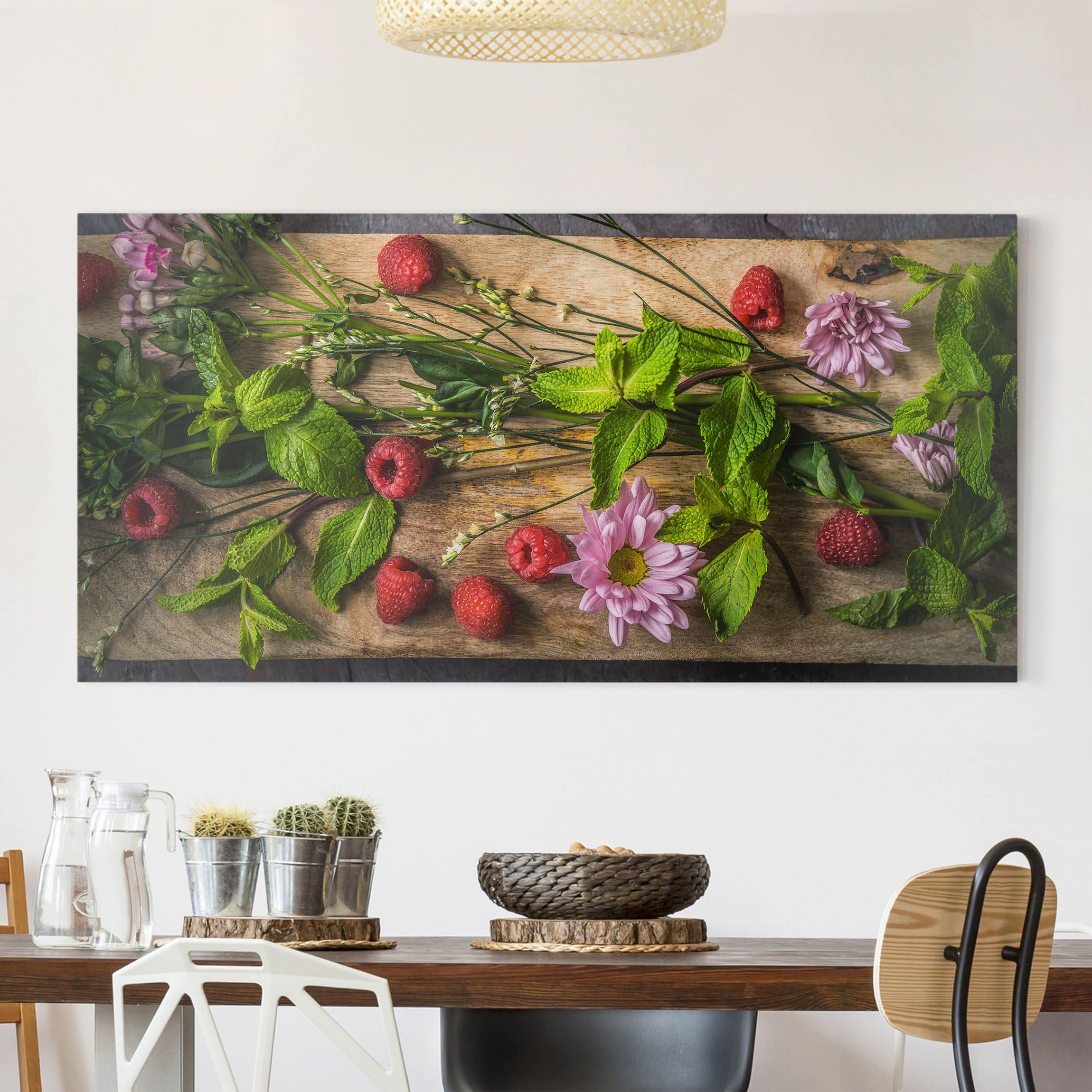 Lienzo cuadro en lienzo bastidor impresion en lienzo verde culinario especias hierbas fotografía 21 cocina comedor 120 x 60 cm