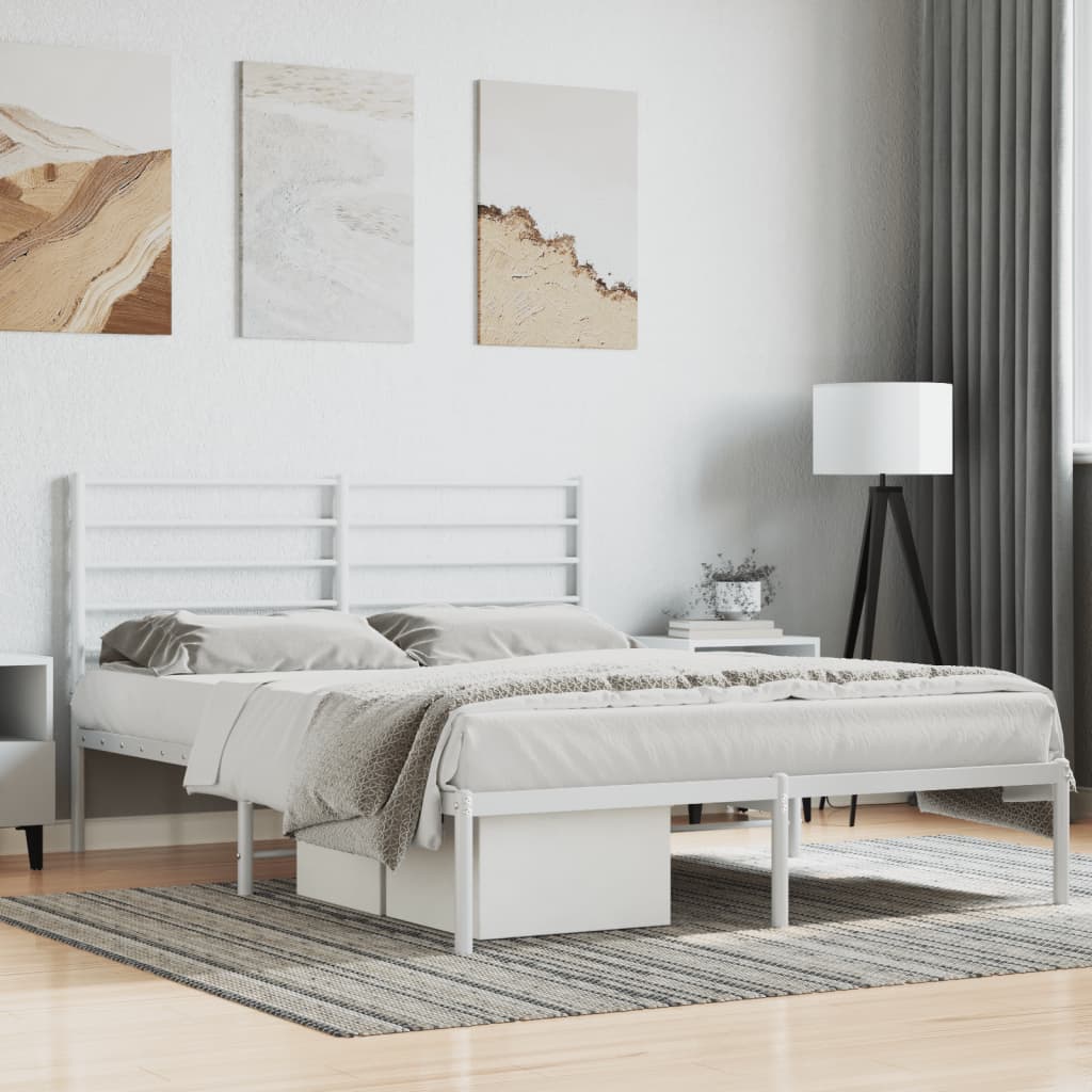 Cadre De Lit Métal VidaXL 120x200 Cm - Blanc Avec Tête Et Pied De Lit - Neuf En Emballage