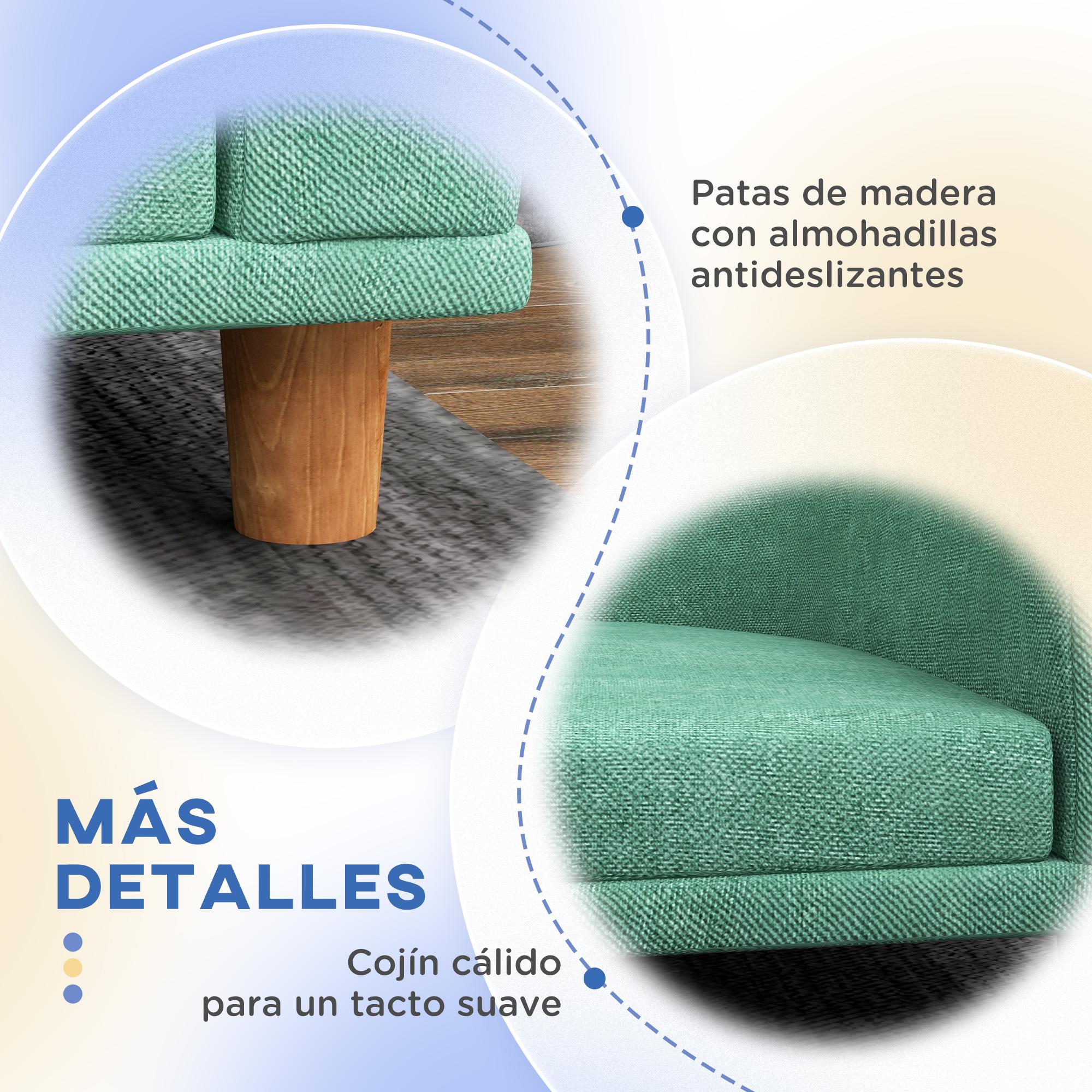 PawHut Sofá para Perros Grandes Cama Elevada para Perros Tapizada con Cojín Lavable y Patas de Madera de Pino Carga 40 kg 98x67x25 cm Verde - 6