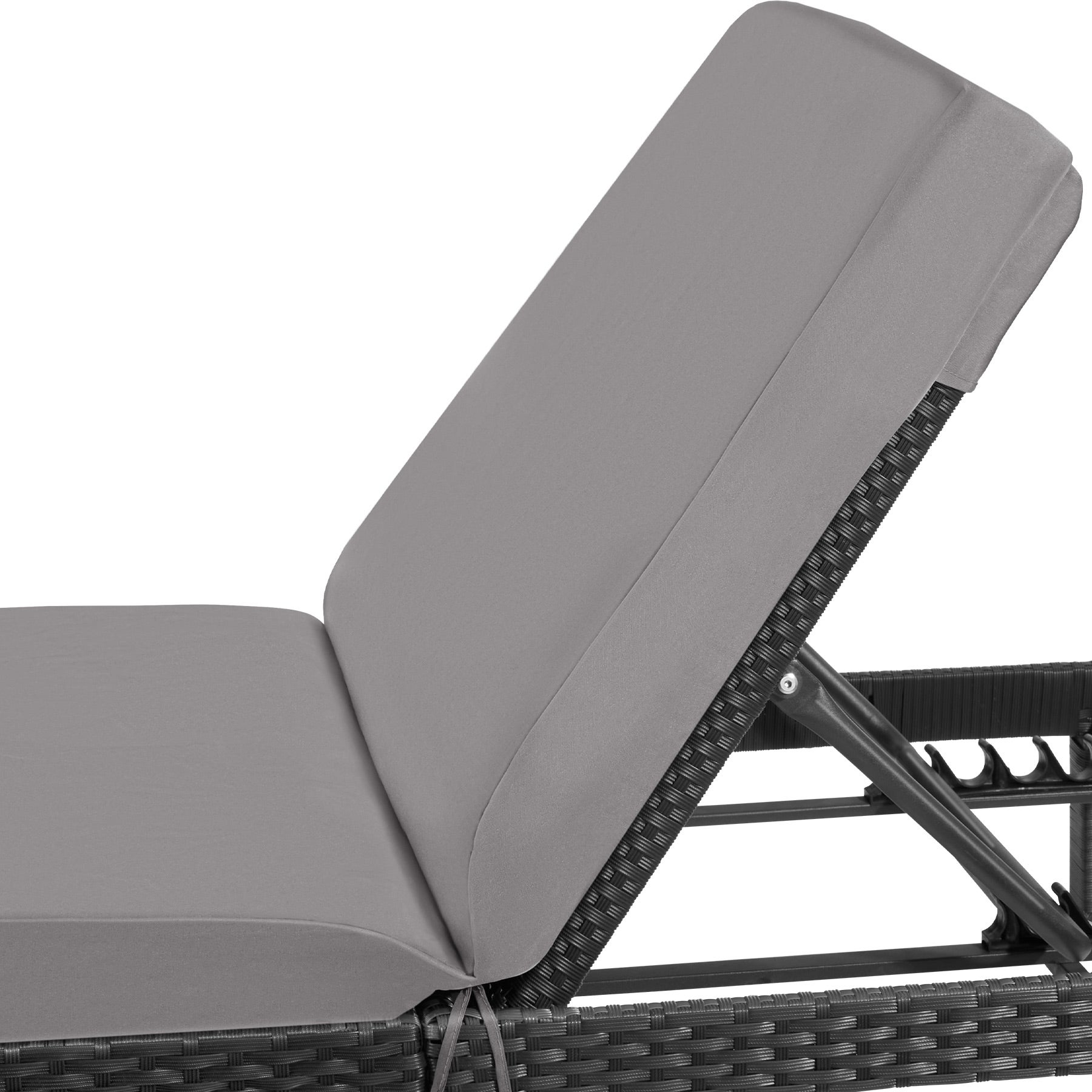 Bain de soleil en résine tressée et acier avec dossier réglable sur 6 positions 196 x 66 x 22 cm TECTAKE - 4