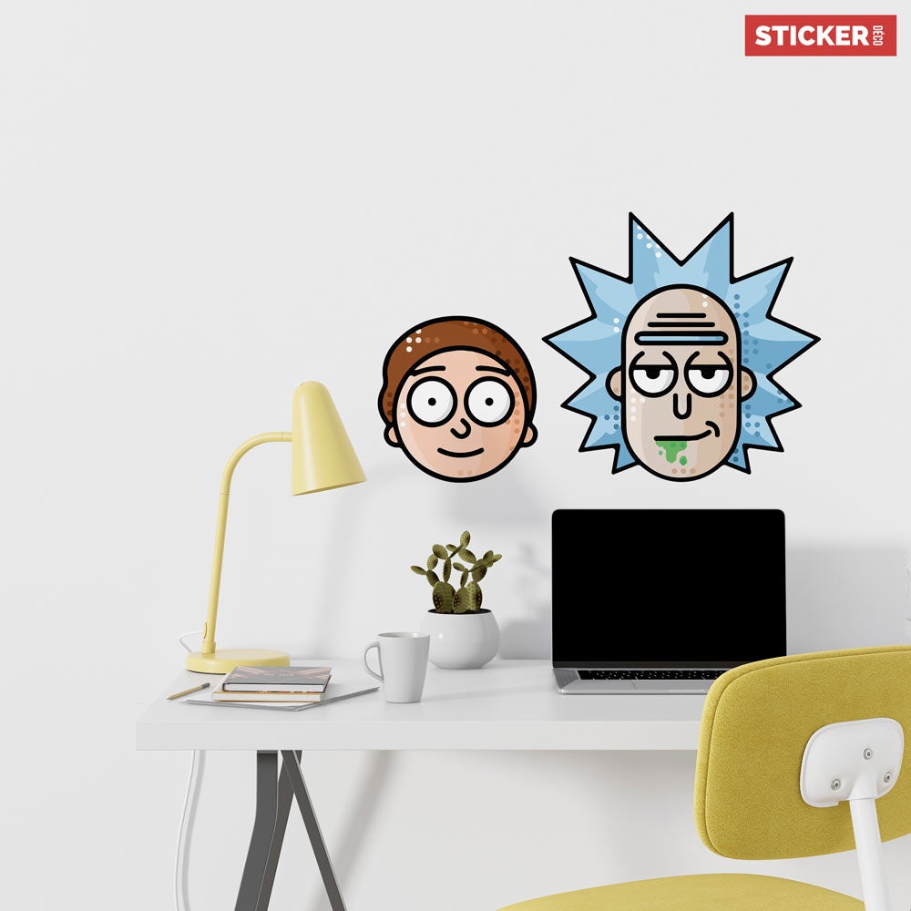 Sticker Mural Rick and Morty Icones - XXL (Largeur 200cm, Hauteur 122 ...