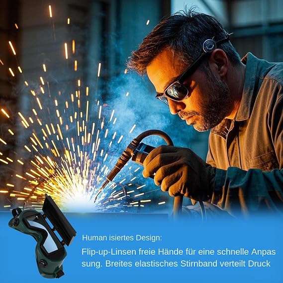 Lunettes de soudeur – Protection oculaire arquée pour soudure | Lentille montante avec bouclier de sécurité confortable et résistant à la chaleur - - 3