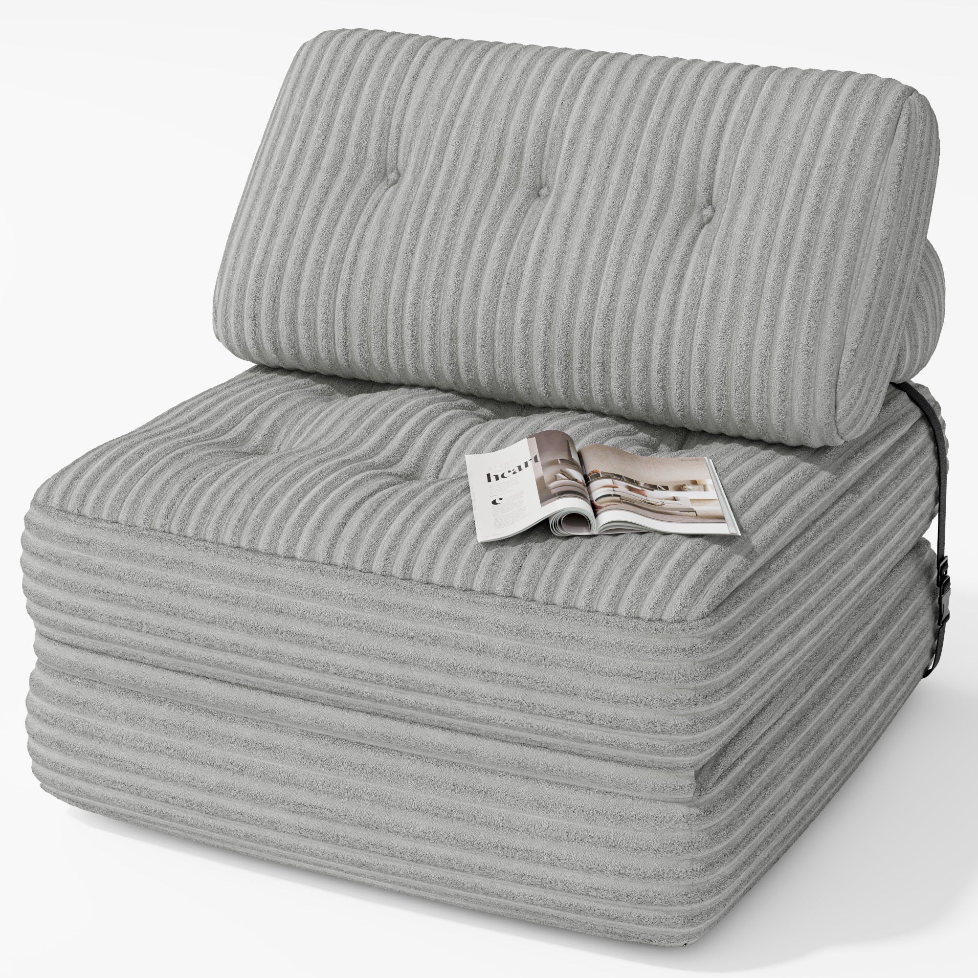 Bealife  Sofá Convertible Sillón Cama 1 Plaza Respaldo Sin Instalación Velvet Cotelé 85X85cm Gris/Claro , Leroy Merlin