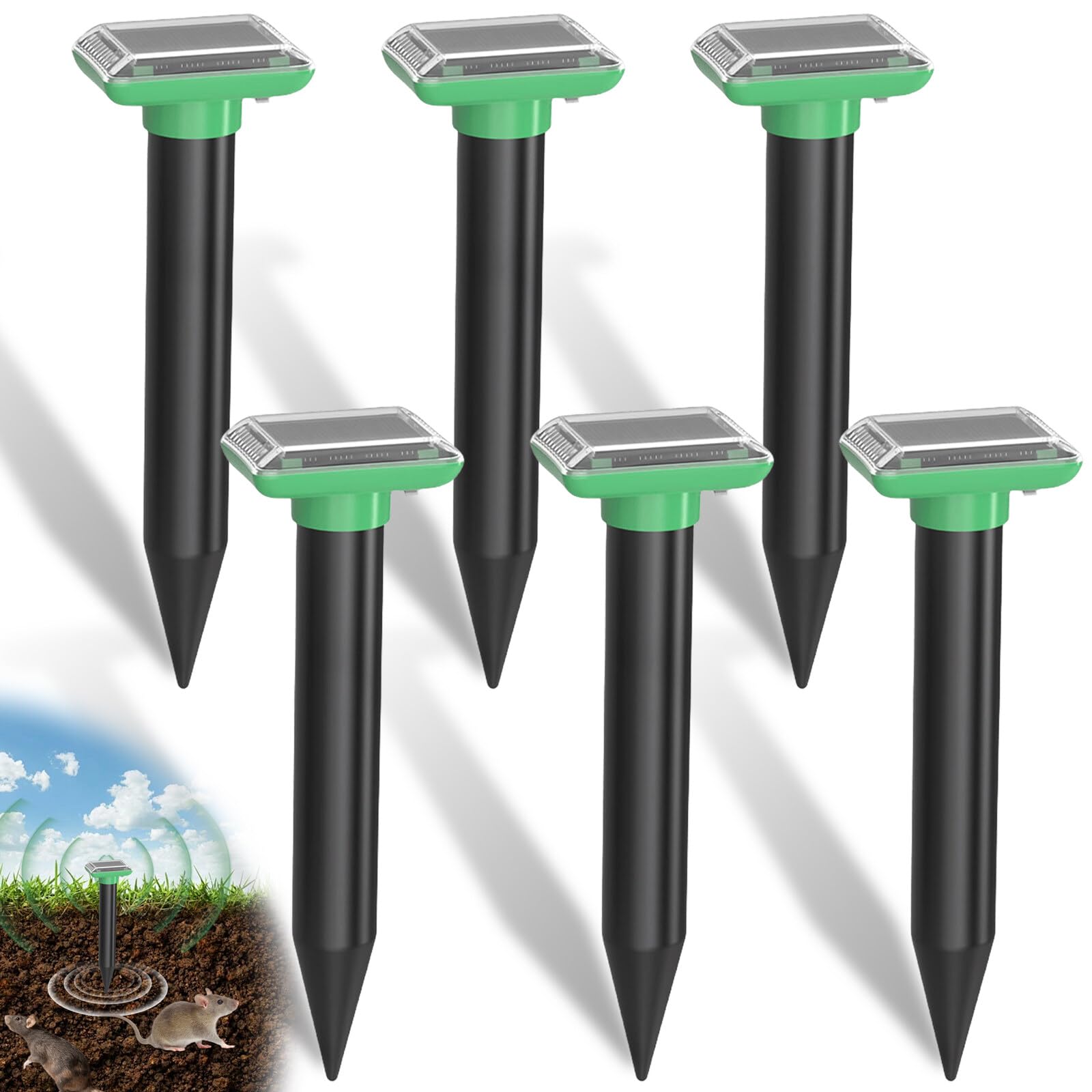 Lot De 2 Répulsifs Solaires Anti-Taupes H+H MV 250 – Ultrasons Puissants + Vibrations, Efficace Contre Taupes Et Campagnols Jusqu'à 350 M²