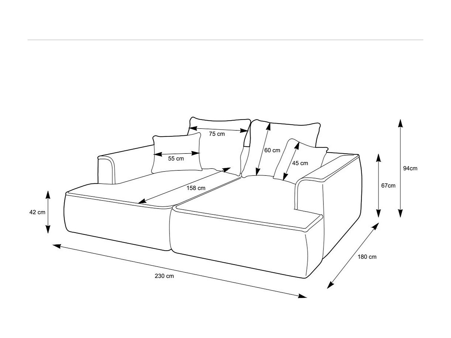Canapé 3 places confort assise profonde en velours côtelé taupe PINETA - 6