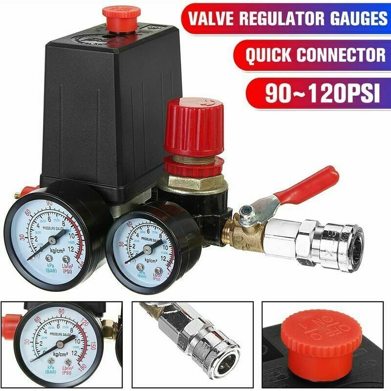 Pressostat Compresseur HGY - Régulateur Soupape Avec Jauges, Précision Et Fiabilité Pour Compresseur D'Air