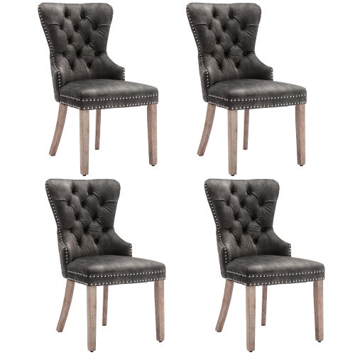 Krzesło do jadalni z aksamitu z nogami z litego drewna, wyściełanym siedziskiem, oparciem w stylu retro i ozdobnym dzwonkiem