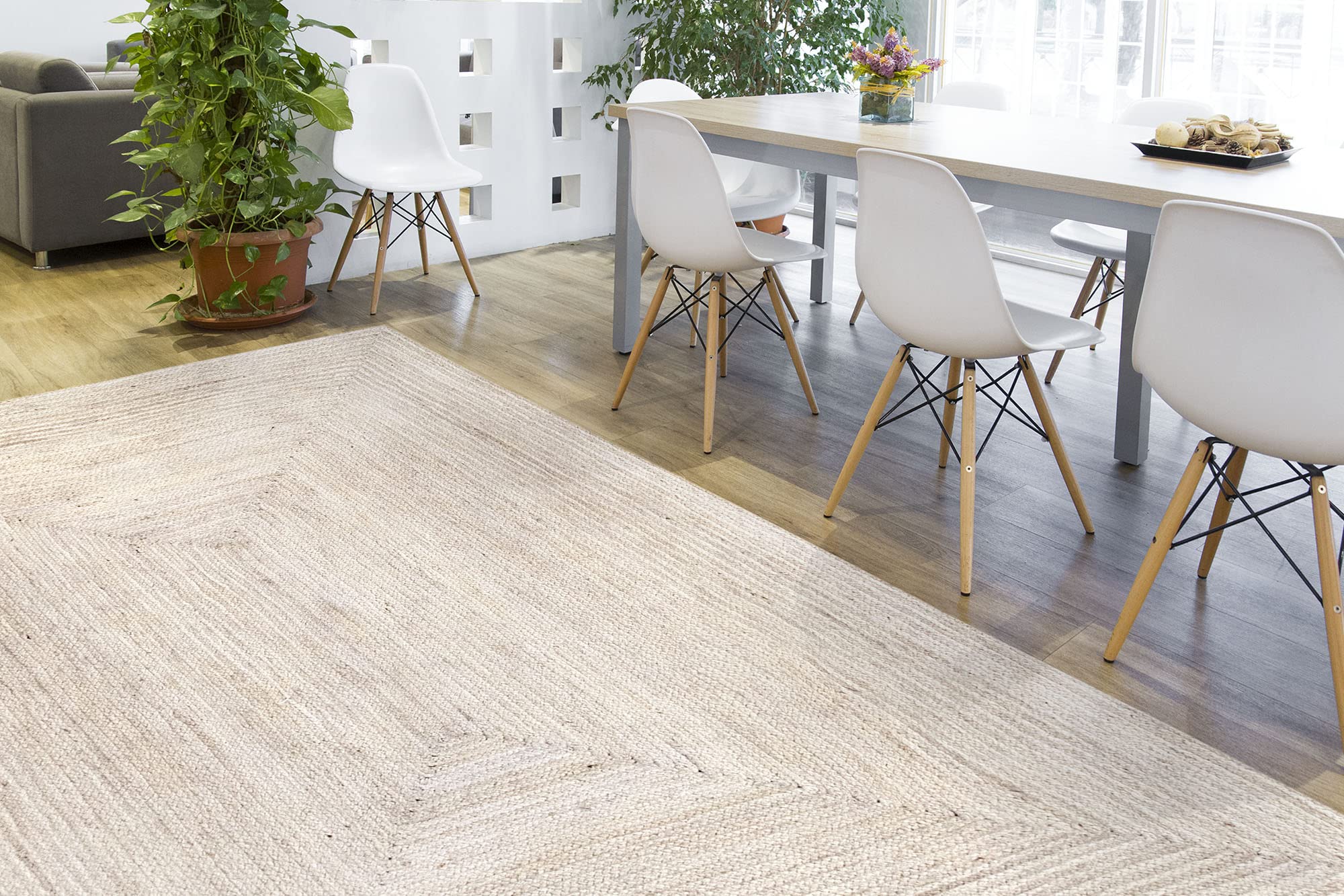 Hamid - Tappeto ALHAMBRA in juta bianca 300x200 cm - Tappeto per soggiorno, camera da letto e soggiorno - 2