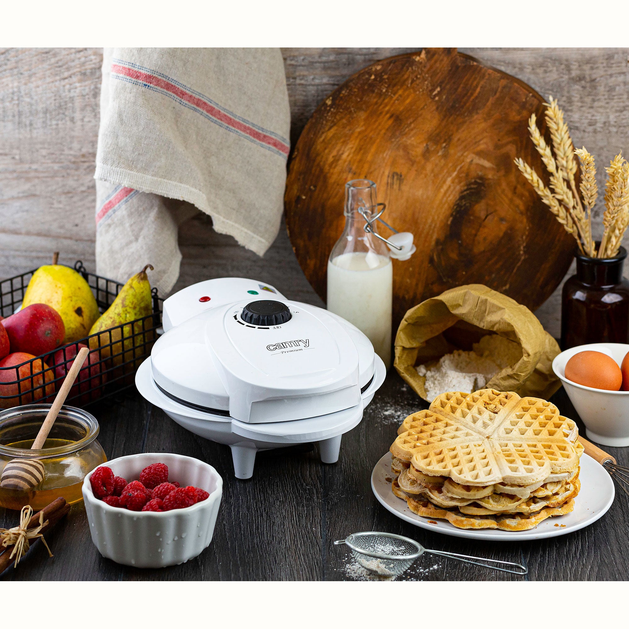 YASHE Piastra Per Waffle A Forma Di Cuore – 10 Gaufres, 1200W, Antiaderente, 5 Regolazioni Di Temperatura, Argento/Nero