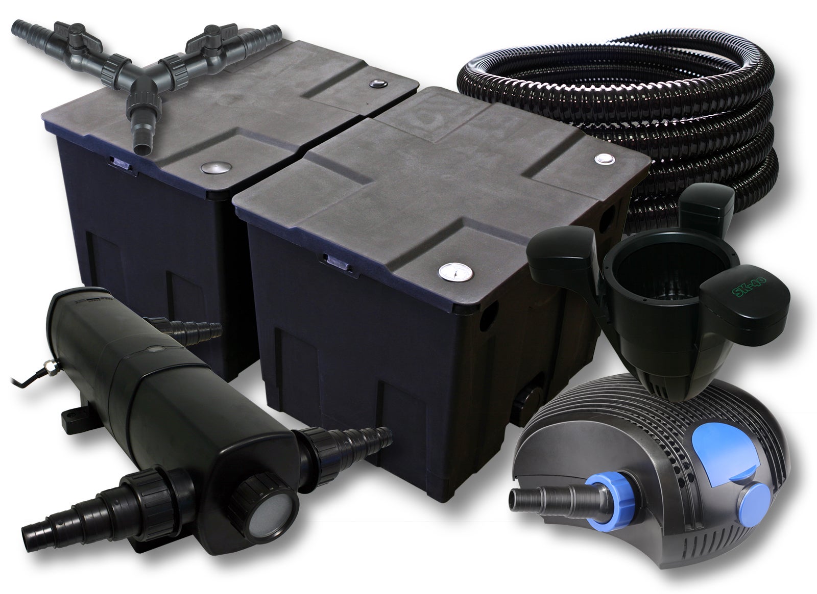 Set Biofiltro Per Laghetto 60000l Con Chiarificatore UVC 72W, Pompa