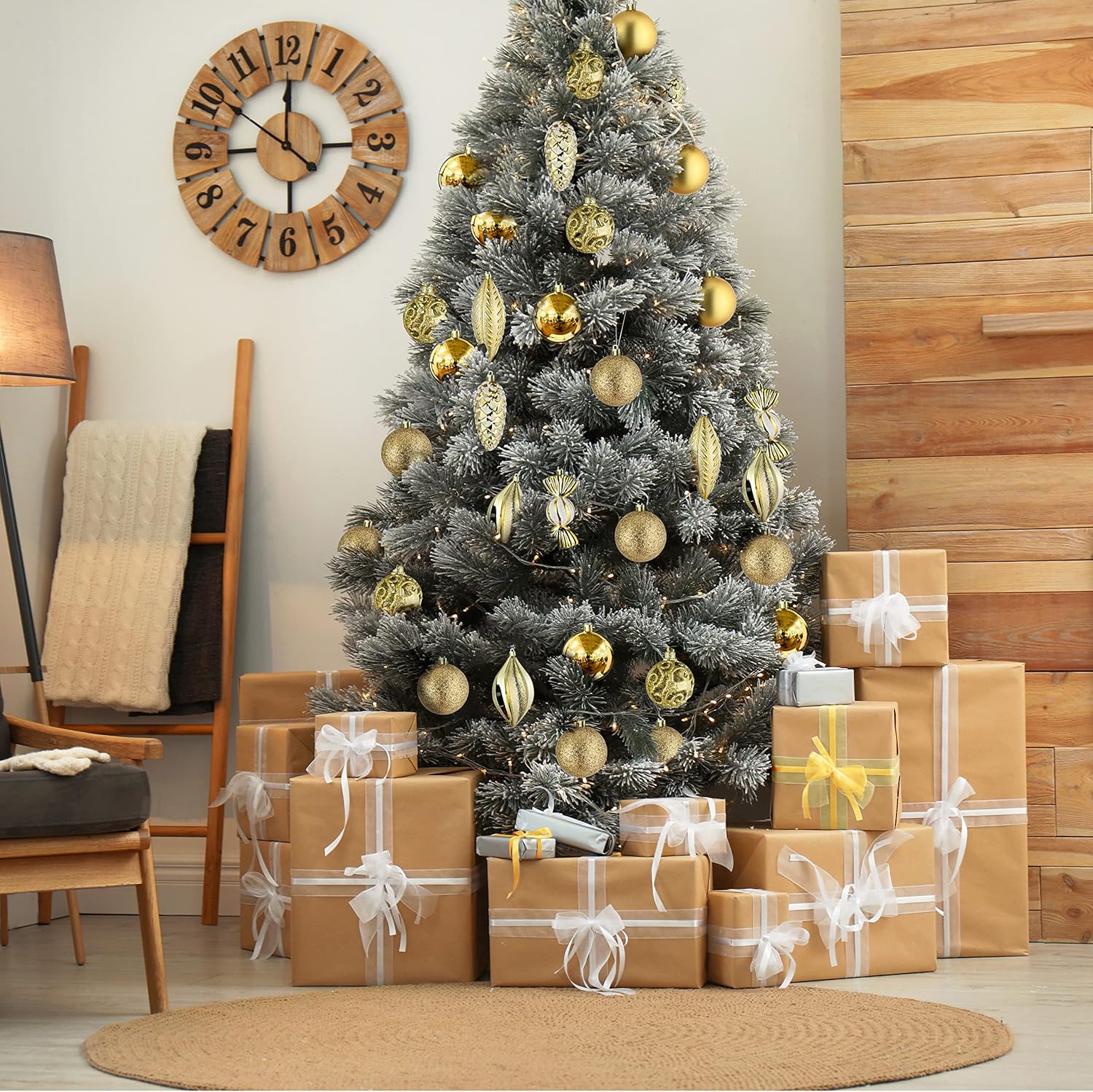 AMS 60 Mm 24 Carats Boules De Noël Creuses Sculptées Pour Sapin De Noël
