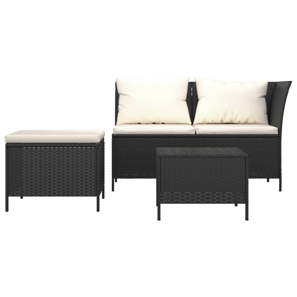 Maison Exclusive - Set Divani da Giardino 3 pz con Cuscini Nero in Polyrattan - 3