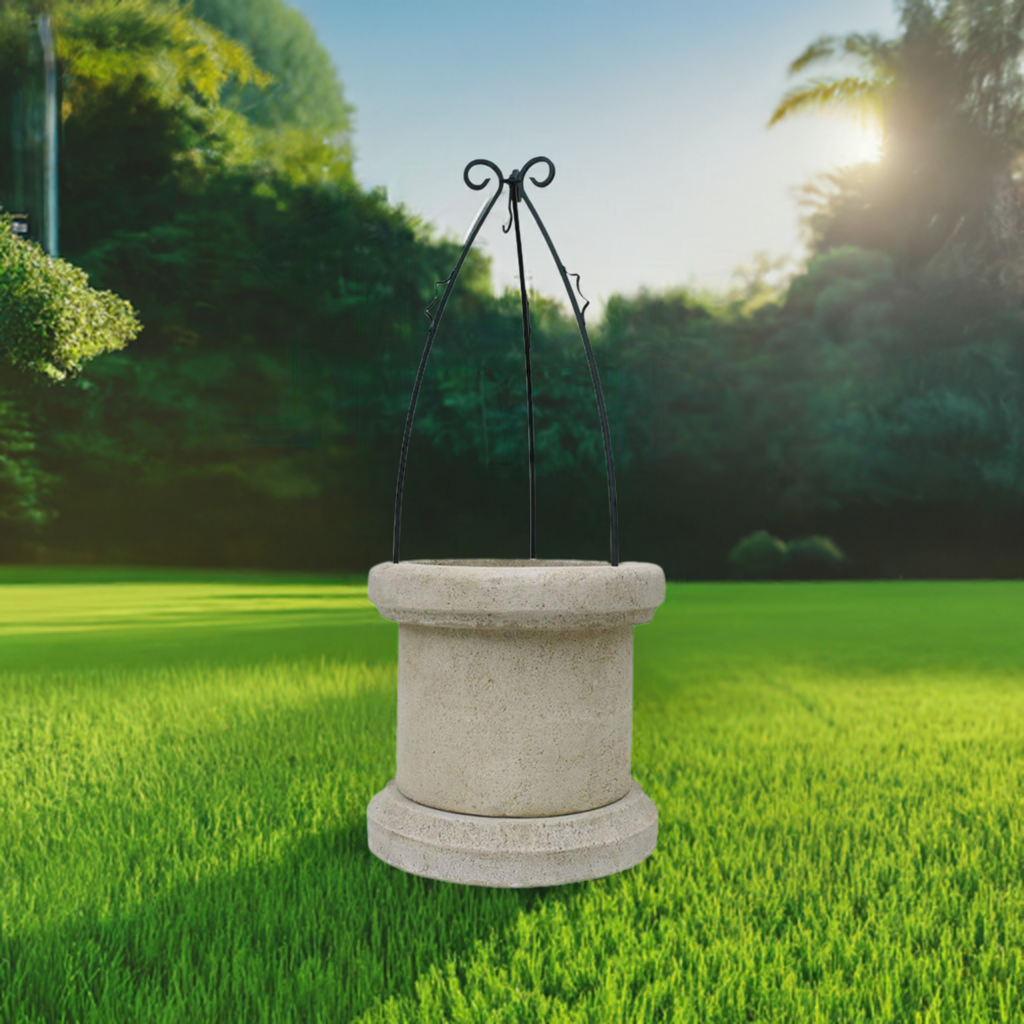 Puits de Jardin Décoratif en Béton Pierre 70x70x169cm. - 5