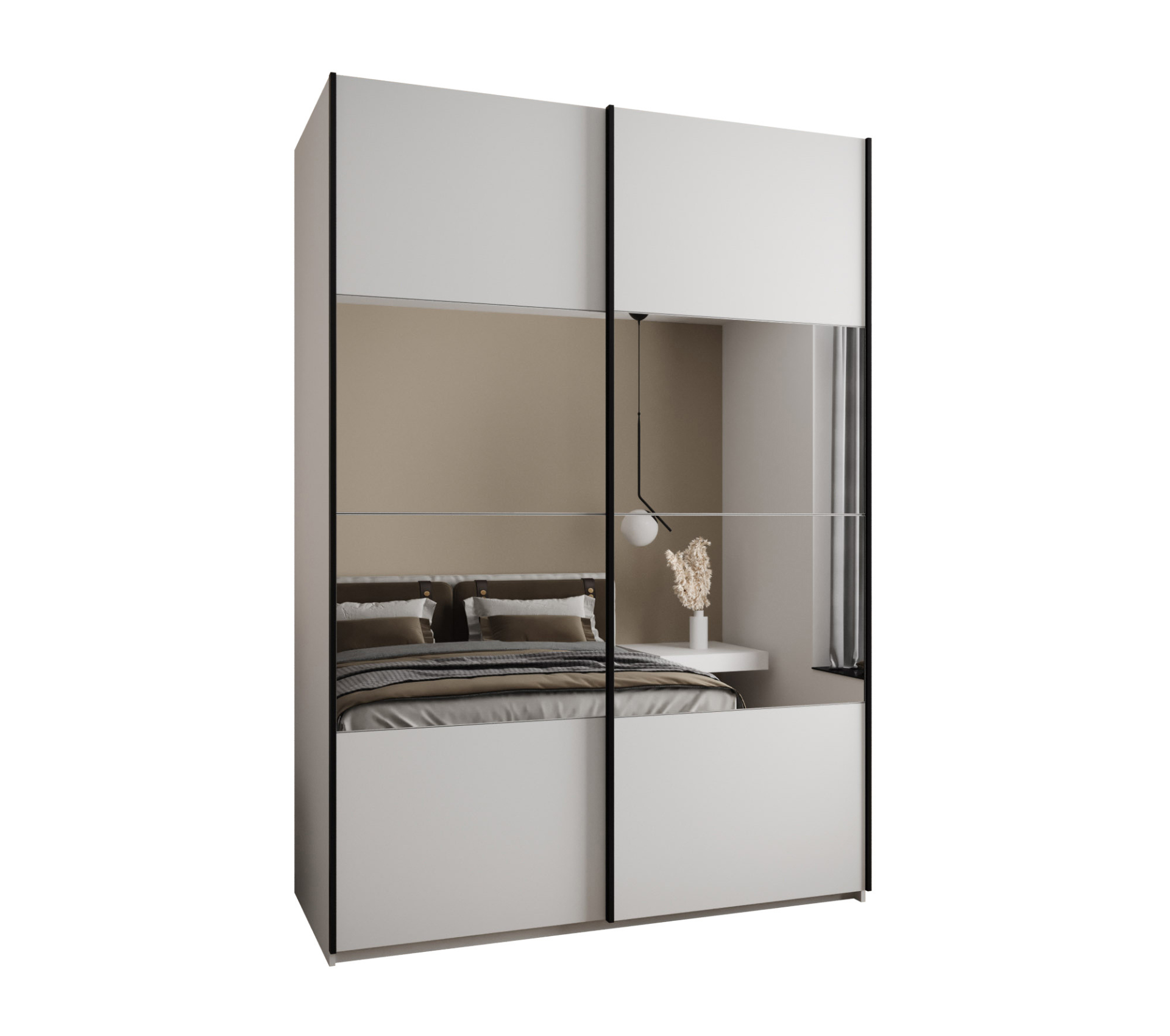 Szafa przesuwna wysoka Lux 4 180 x 64 x 245,5 cm biały + biały + u. czarny - Abiks Meble