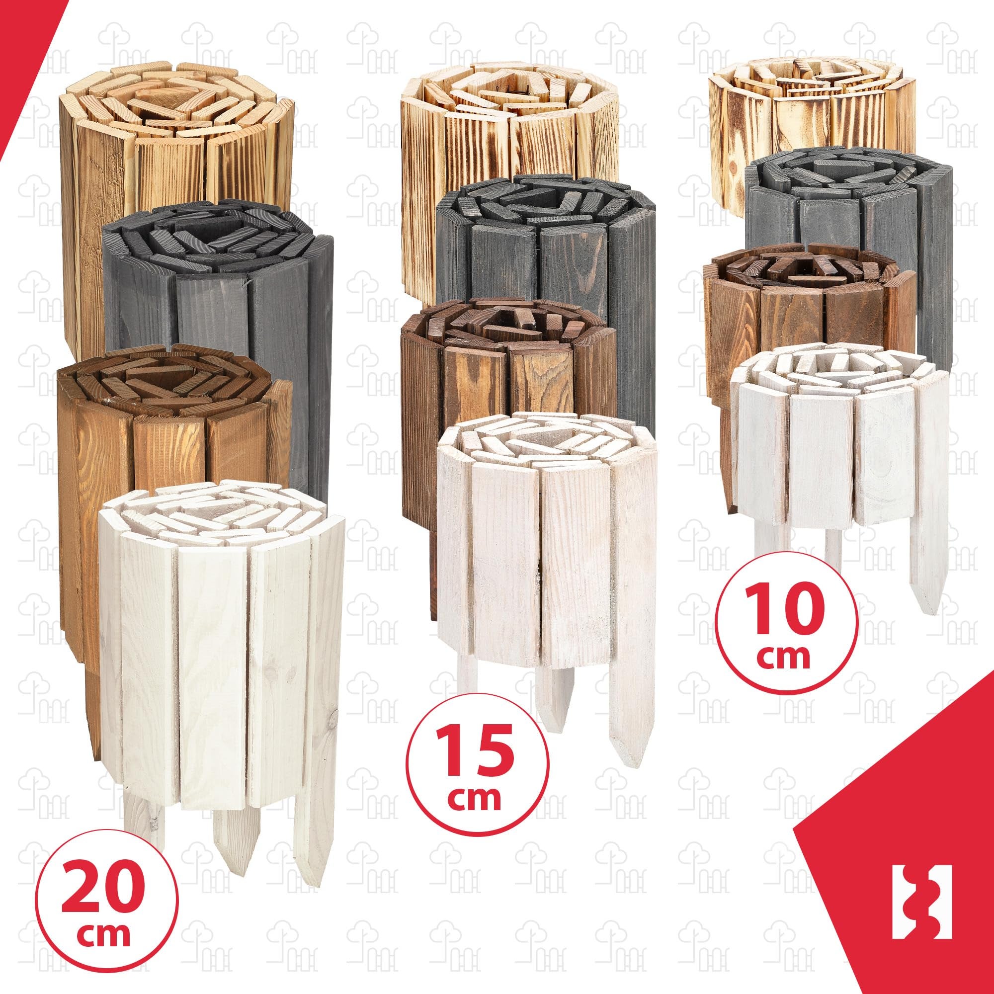 Płotek Ogrodowy Wbijany - 110 X 10 CM - Obrzeże Trawnika - Płot Drewniany - Palisada - Antracyt KOTARBAU - 9
