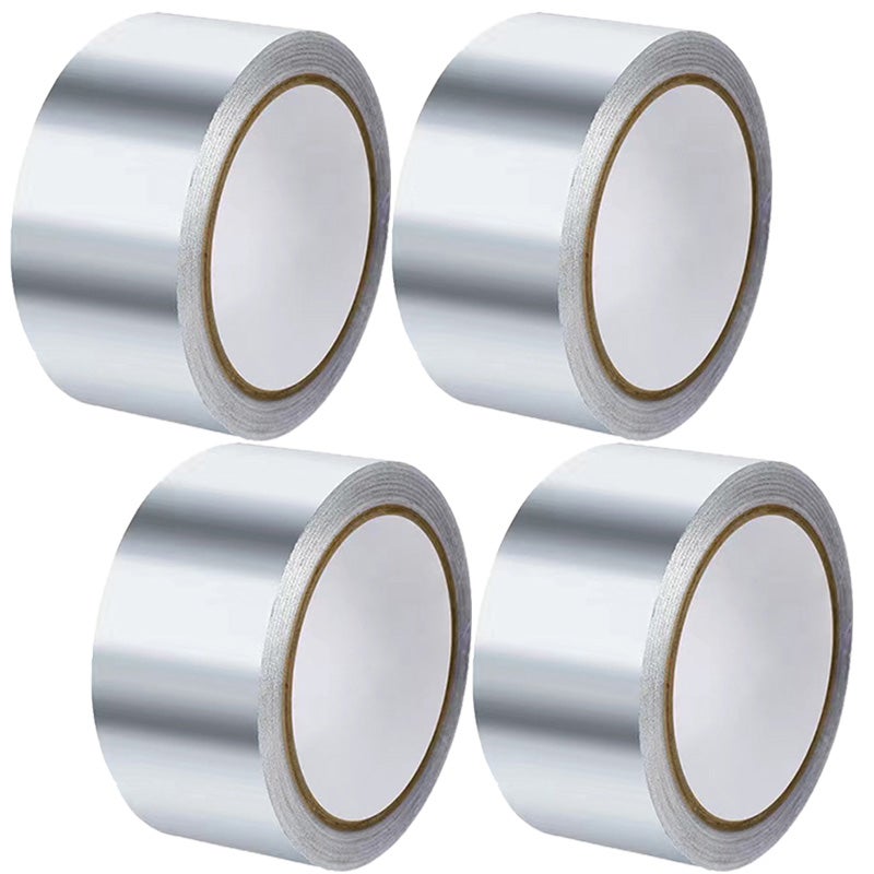 Zestaw 4 taśm aluminiowych, odpornych na wysokie temperatury, ognioodpornych i termoizolacyjnych, 5 cm x 20 m