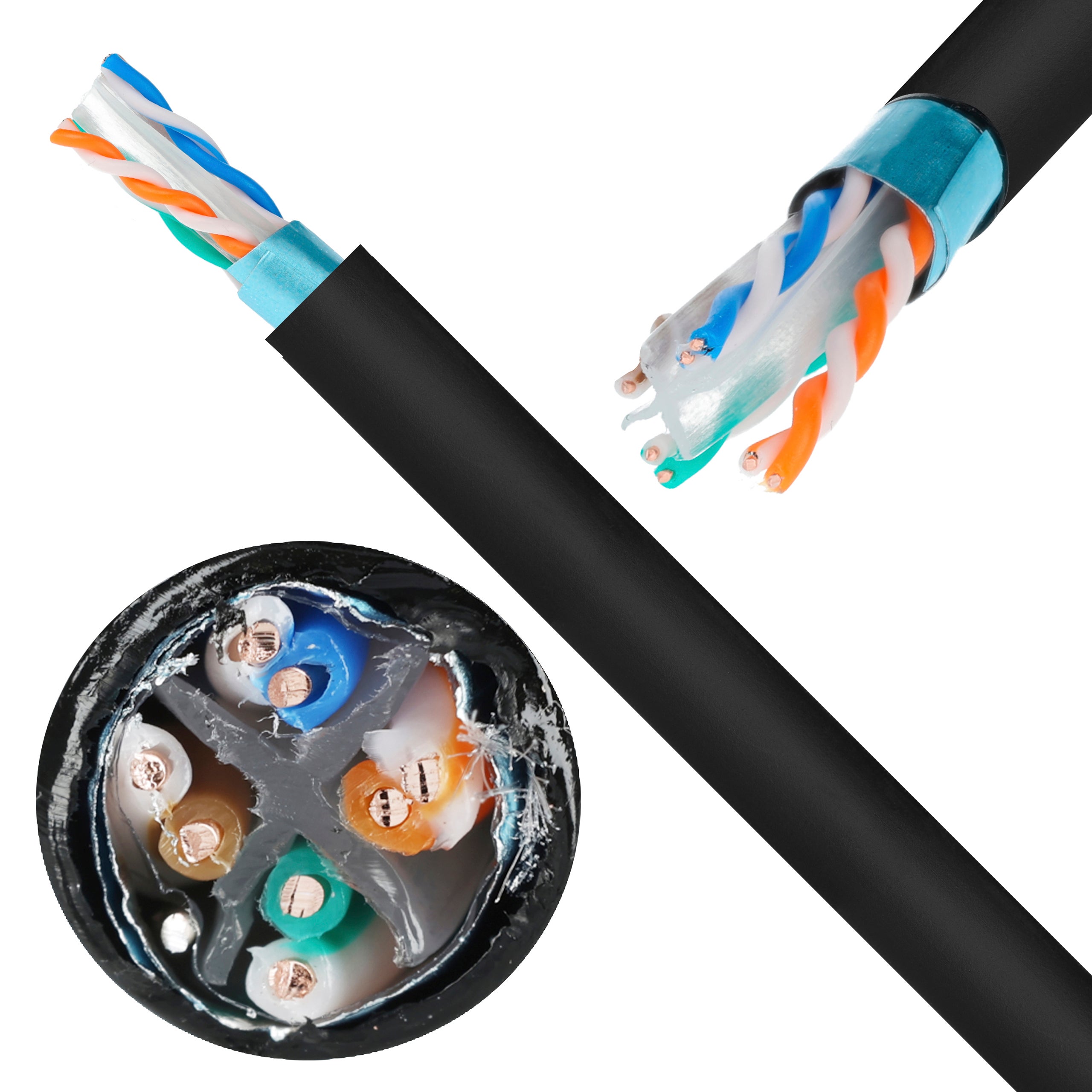 Kabel sieciowy F/UTP kat.6 skrętka 4x2x0,55mm zewnętrzny suchy PE czarny SecurityNET 500m