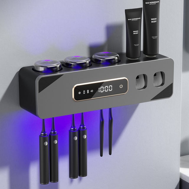 Porte-brosse à dents intelligent sans contact, montage mural, distributeur automatique de dentifrice, rechargeable par USB, porte-brosse à dents