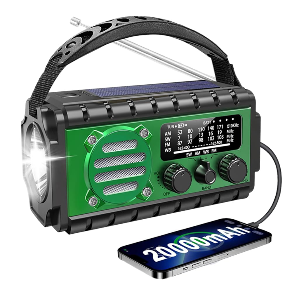 Radio Di Emergenza Solare 20000mAh Con Manovella, Torcia LED, Allarme SOS E Bussola – Ideale Per Escursioni E Blackout - 2