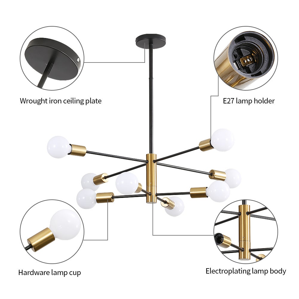 GOECO Suspension Vintage, Lustre industriel noirs E27, Plafonnier à angle réglable à 180 °, Lumières vintage pour salon cuisine chambre salle à mange - 9