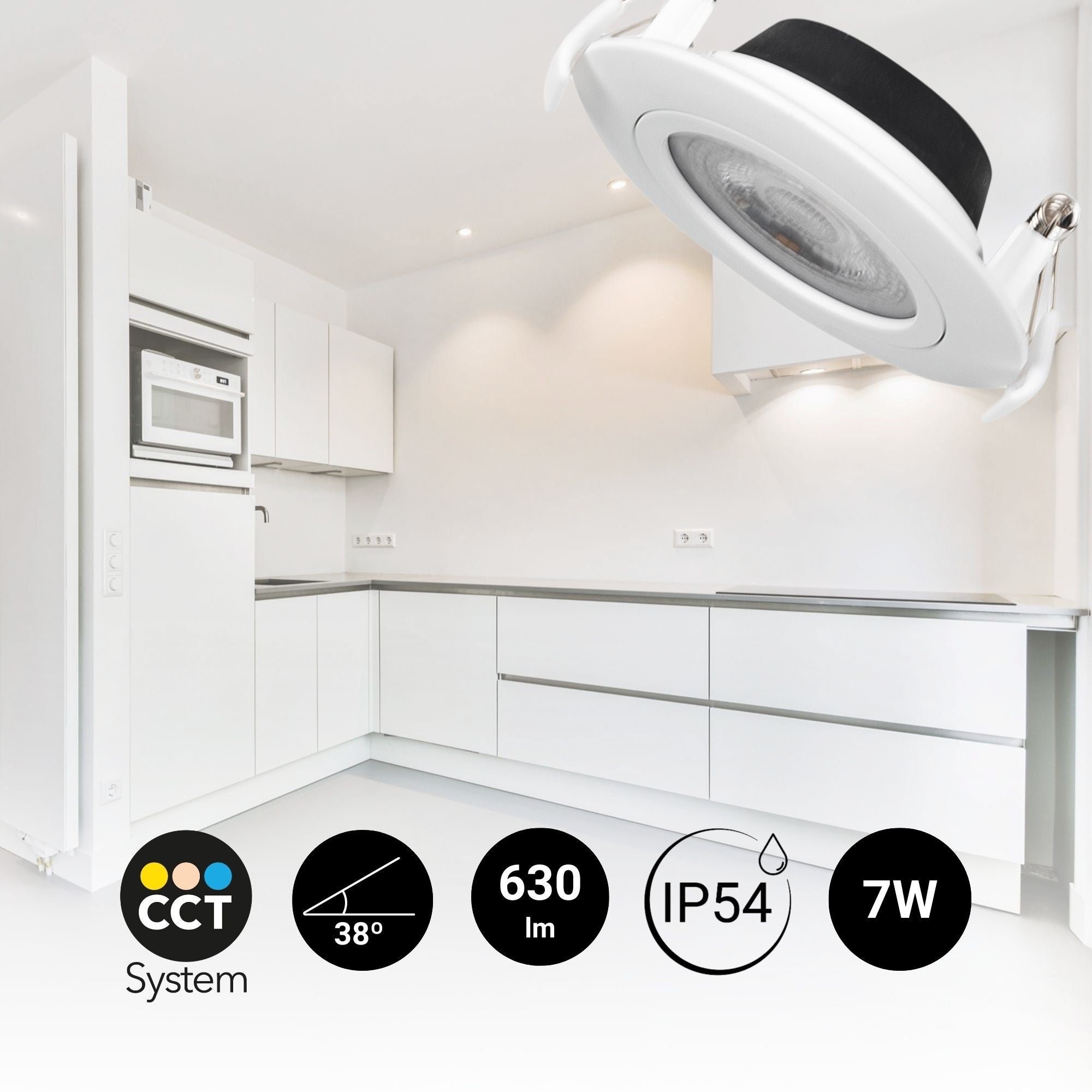 Spot LED encastrable extérieur - 7W - CCT - 630lm - Découpe Ø70mm - IP54 - 5