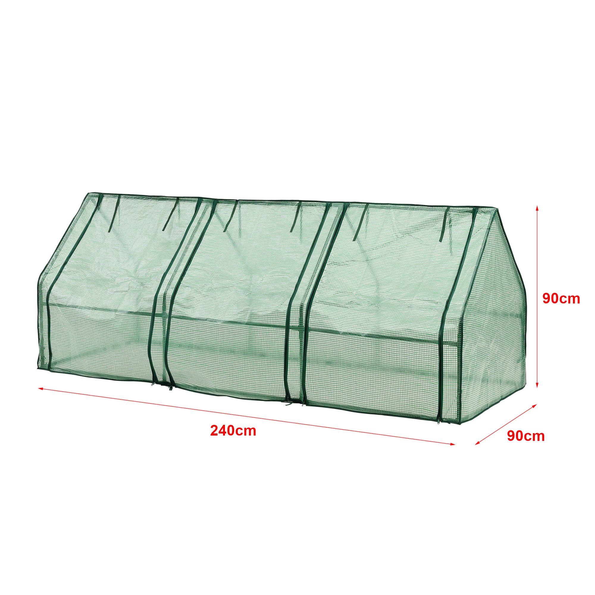 Châssis de jardin Höflein à 3 fenêtres en acier et polyéthylène 240 x 90 x 90 cm vert [en.casa] - 4