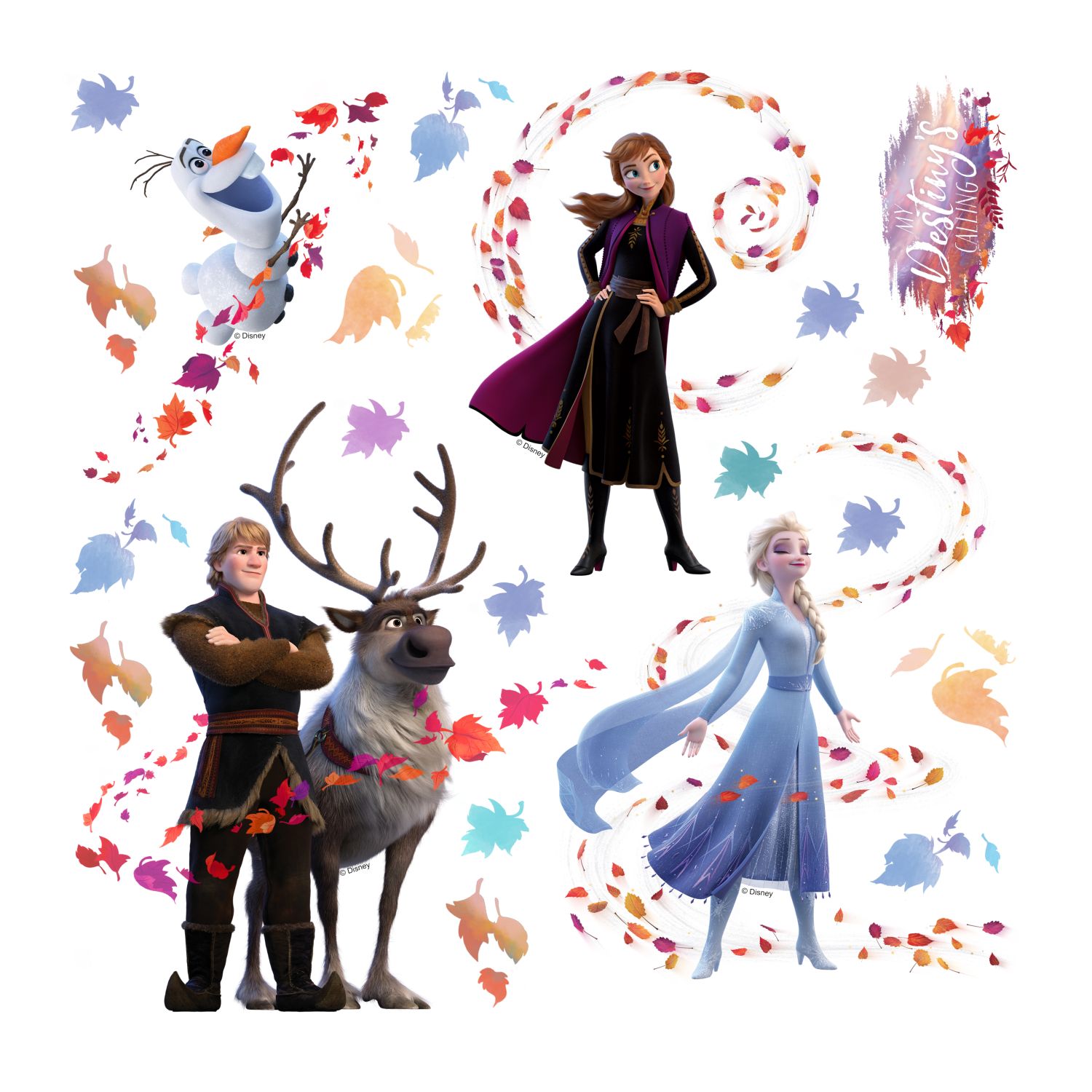 Naklejka na ścianę Mrożony niebieskim,brązowymIfioletowym - 30 x 30 cm - DISNEY