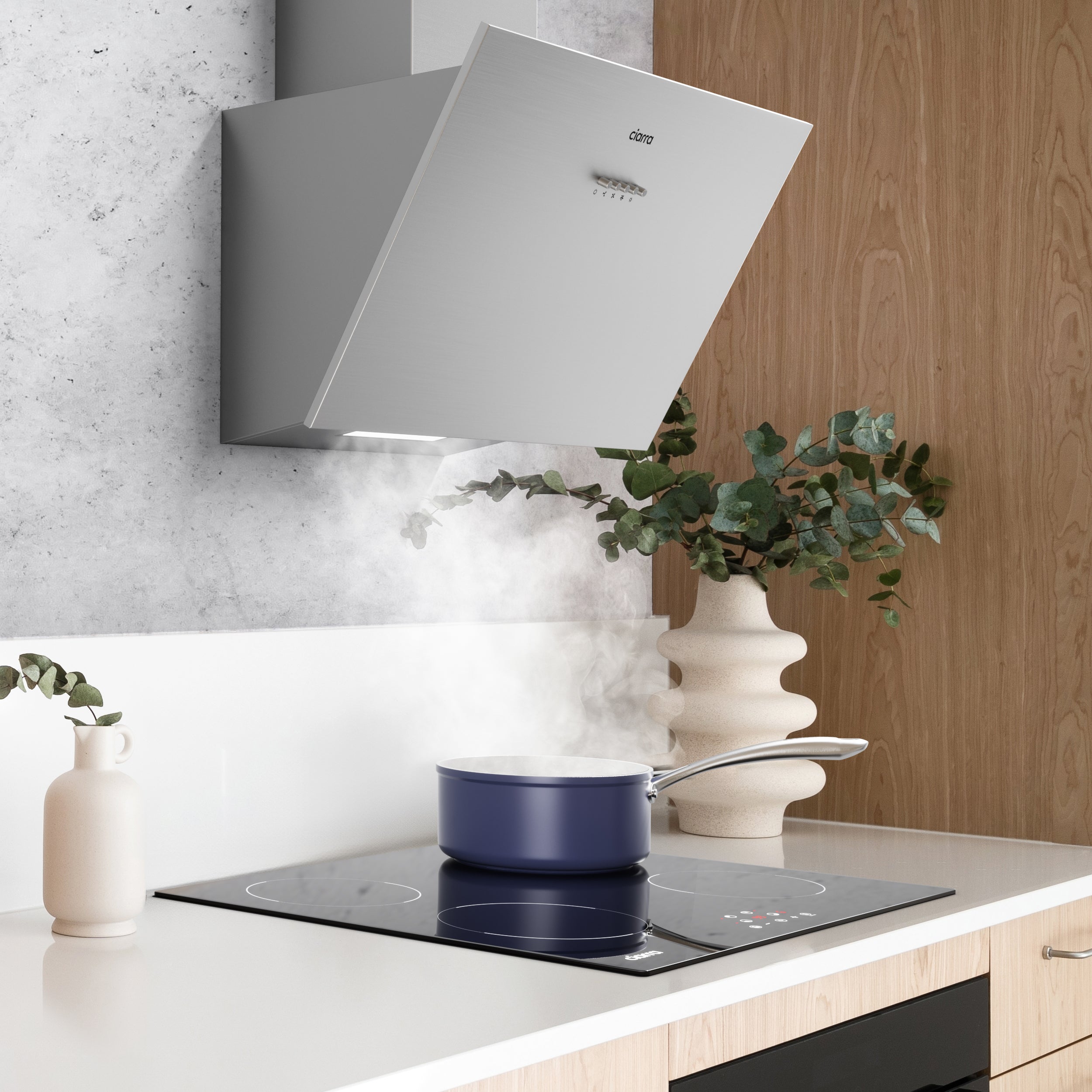 CIARRA Hotte Inclinée 60cm 650m3/h Classe A+++ 3 Vitesses Evacuation ou Recyclage Acier CD6762AS - 5