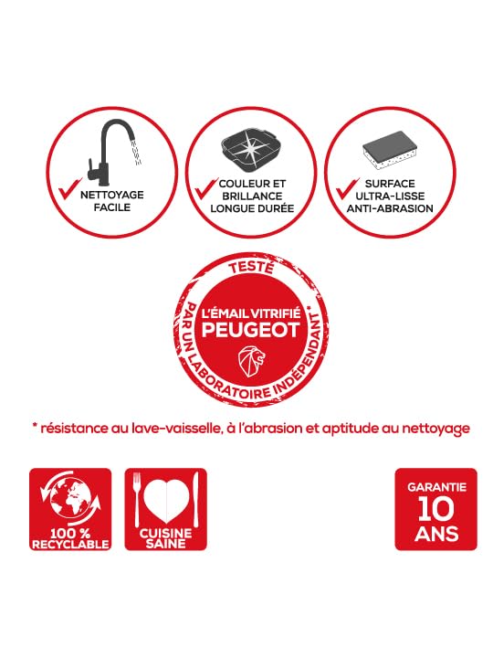 PEUGEOT - Teglia rettangolare in ceramica - 32 cm x 21,7 cm x 7,2 cm - Capacità: 2,7 L - 4-5 porzioni - Garanzia 10 anni - Made in France - Colore az - 4