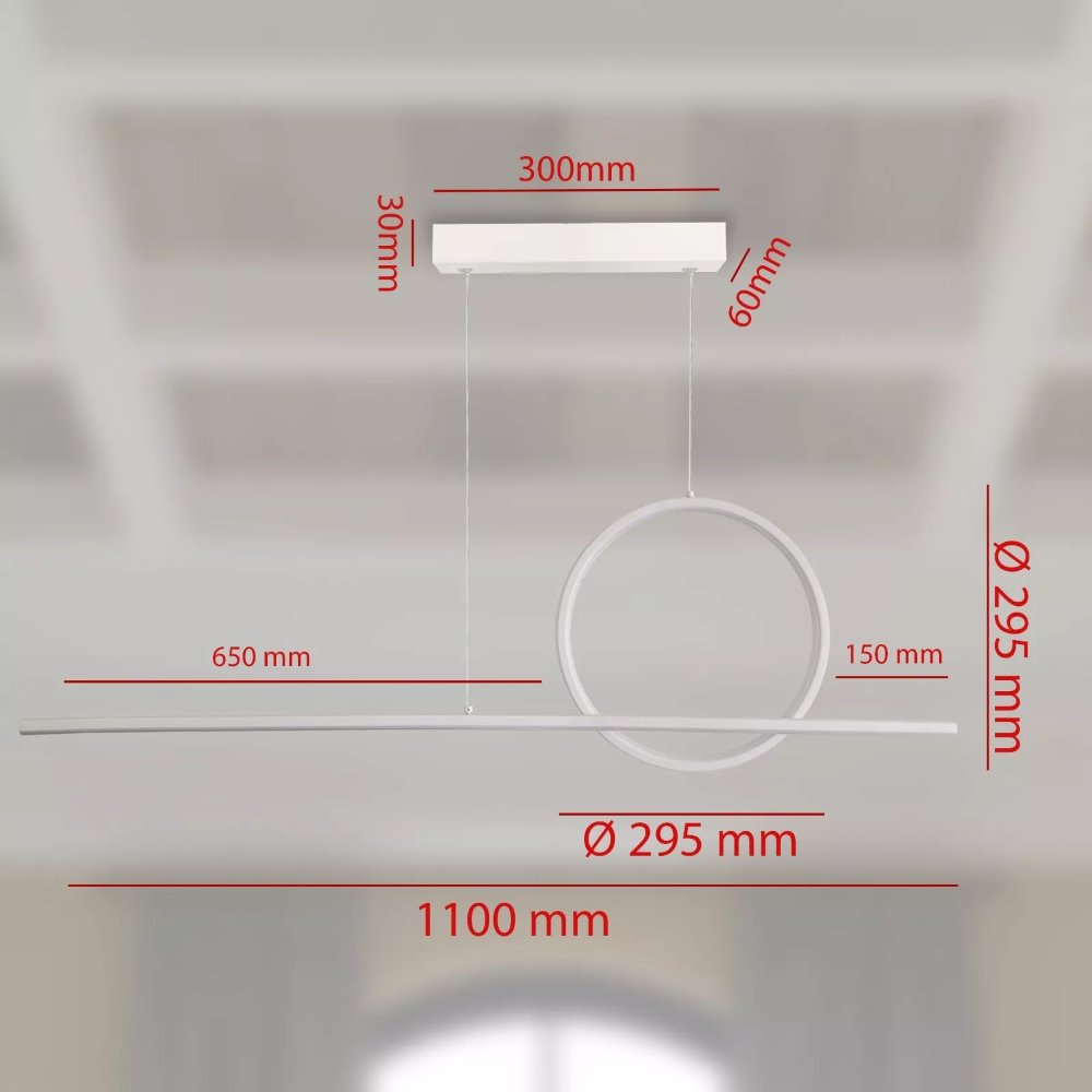 Lampadario Da interno LED cucina soggiorno stanza Design a sospensione Luce regolabile cambio colore 3000-4000K-6500K CERCHIO 48W - 6