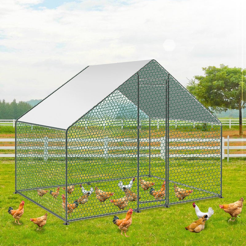 Galinheiro Galinheiro Aço galvanizado com rede com zona coberta com fechadura Galinheiro para pequenos animais 3 x 2 x 2 m 6m² - 9