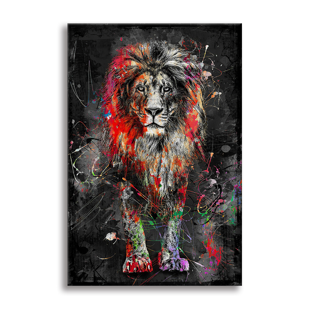 Leon - cuadro canvas contemporáneo en bastidor de madera de tamaño 50x70 cm