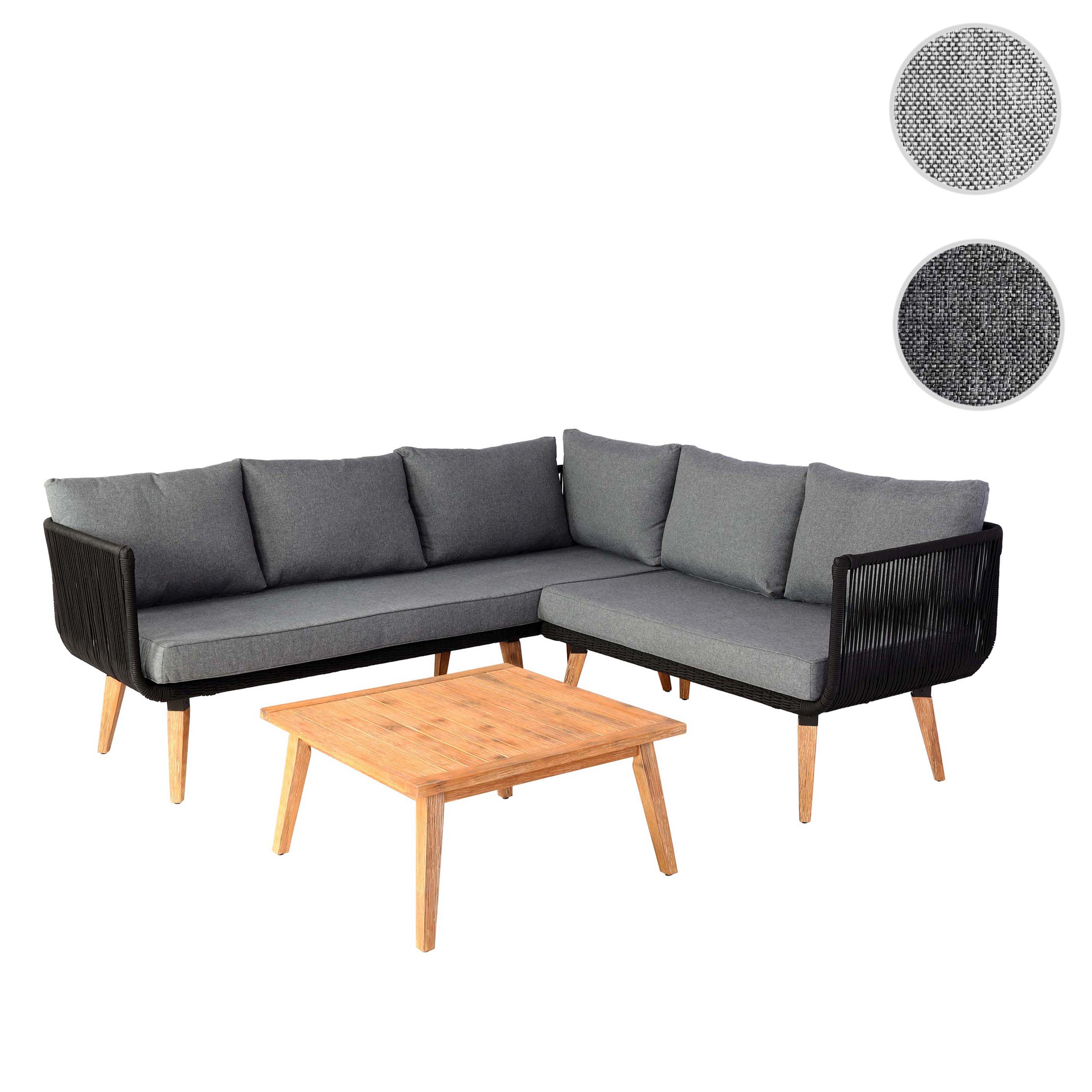 Zestaw ogrodowy HWC-L30, zestaw wypoczynkowy, sofa, drewno akacjowe z certyfikatem MVG ~ tapicerka w kolorze ciemnoszarym - 8