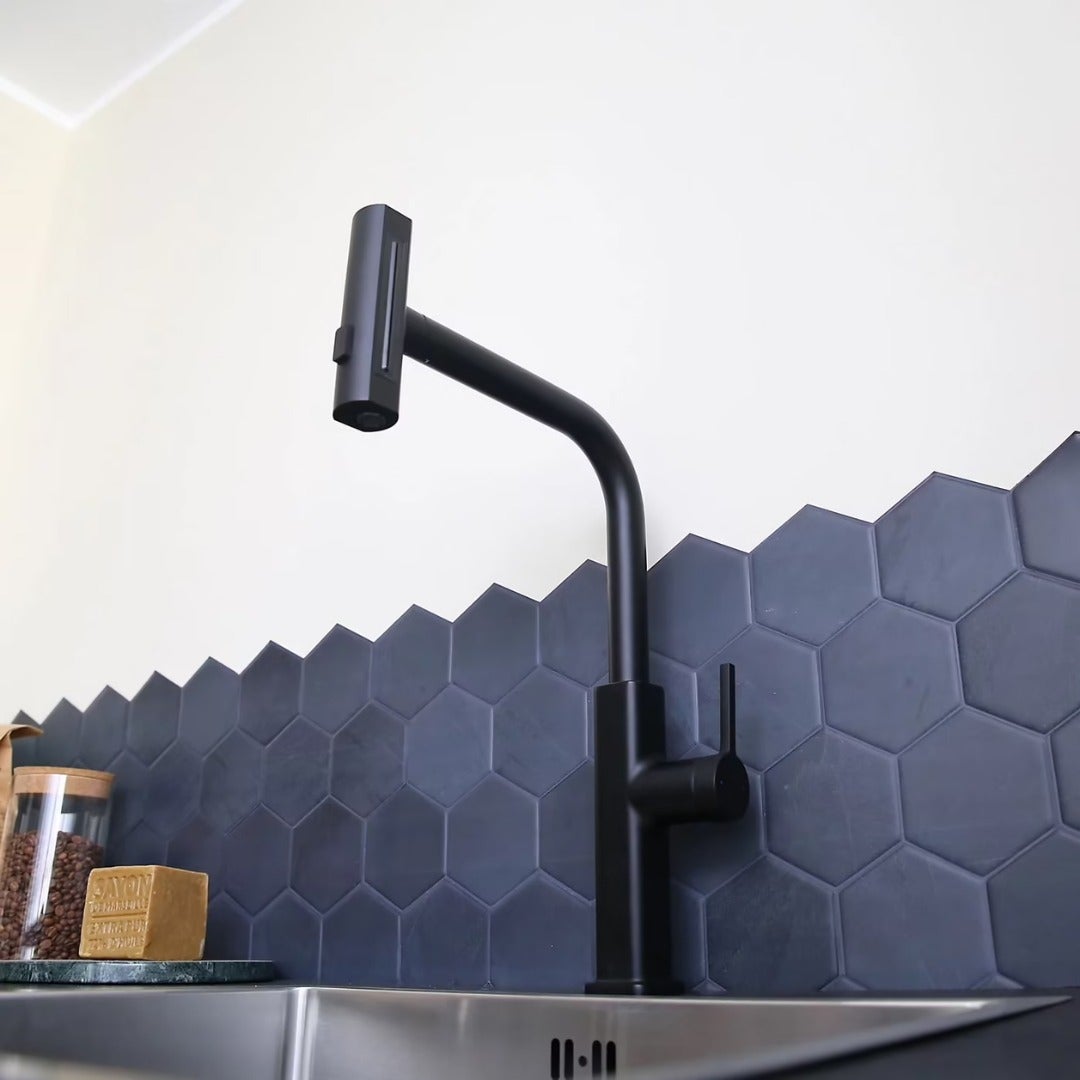 Esseswitch bateria zlewozmywakowa z wyciąganą wylewką matowa czerń - 5