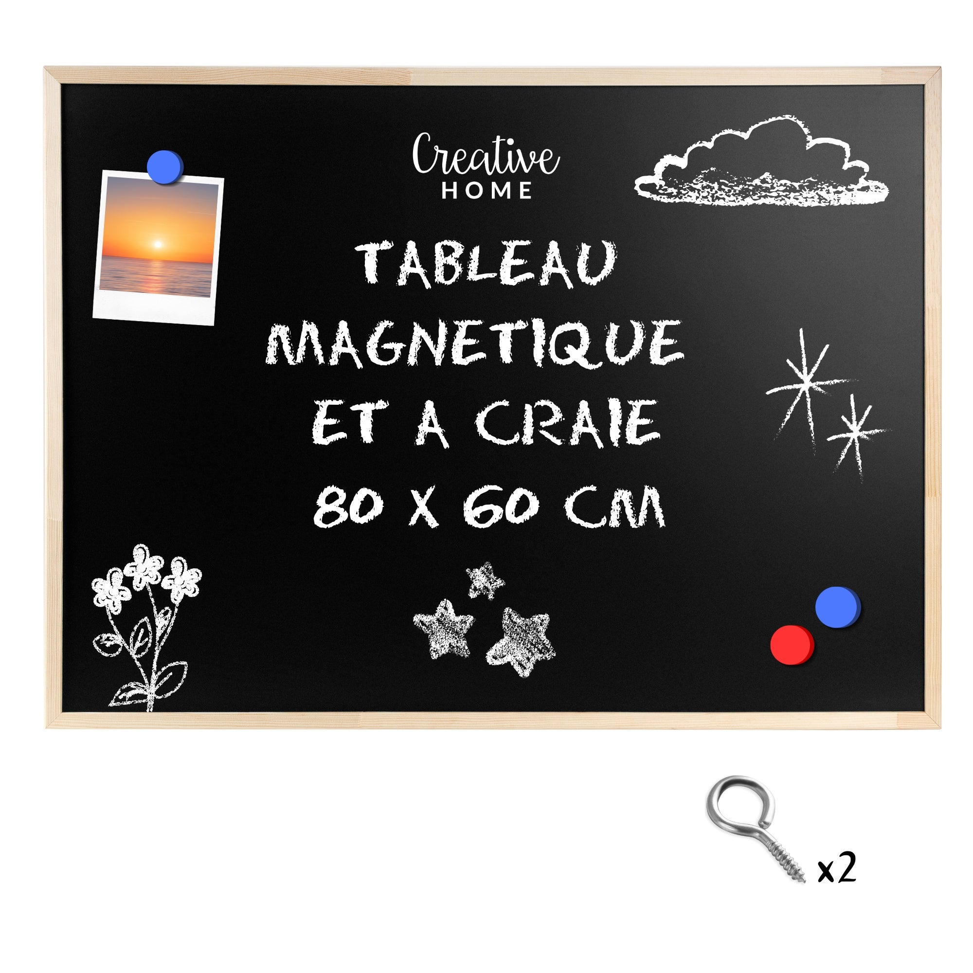 Creative Home Tableau Magnétique 80 x 60 cm Ardoise Craie Noire — free download