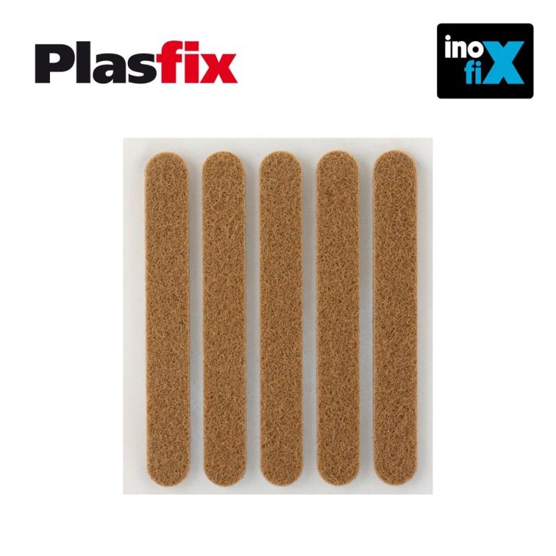 Pack de 5 patins en feutre marron synthetiques adhesifs 95x12mm plasfix inofix - 3