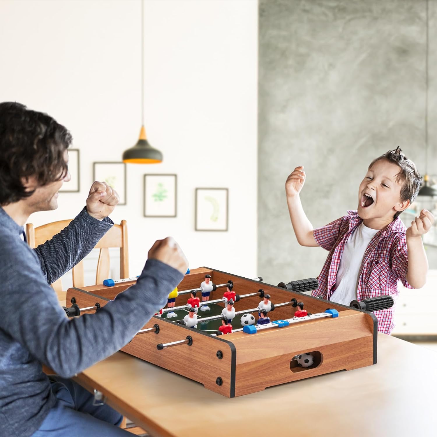 Baby-Foot de Table, Mini Table de Football en Bois de 51 cm avec 2 Balles et Compteur de Points pour Salle de Jeu, Bars, Fêtes, Soirées Familiales - 6