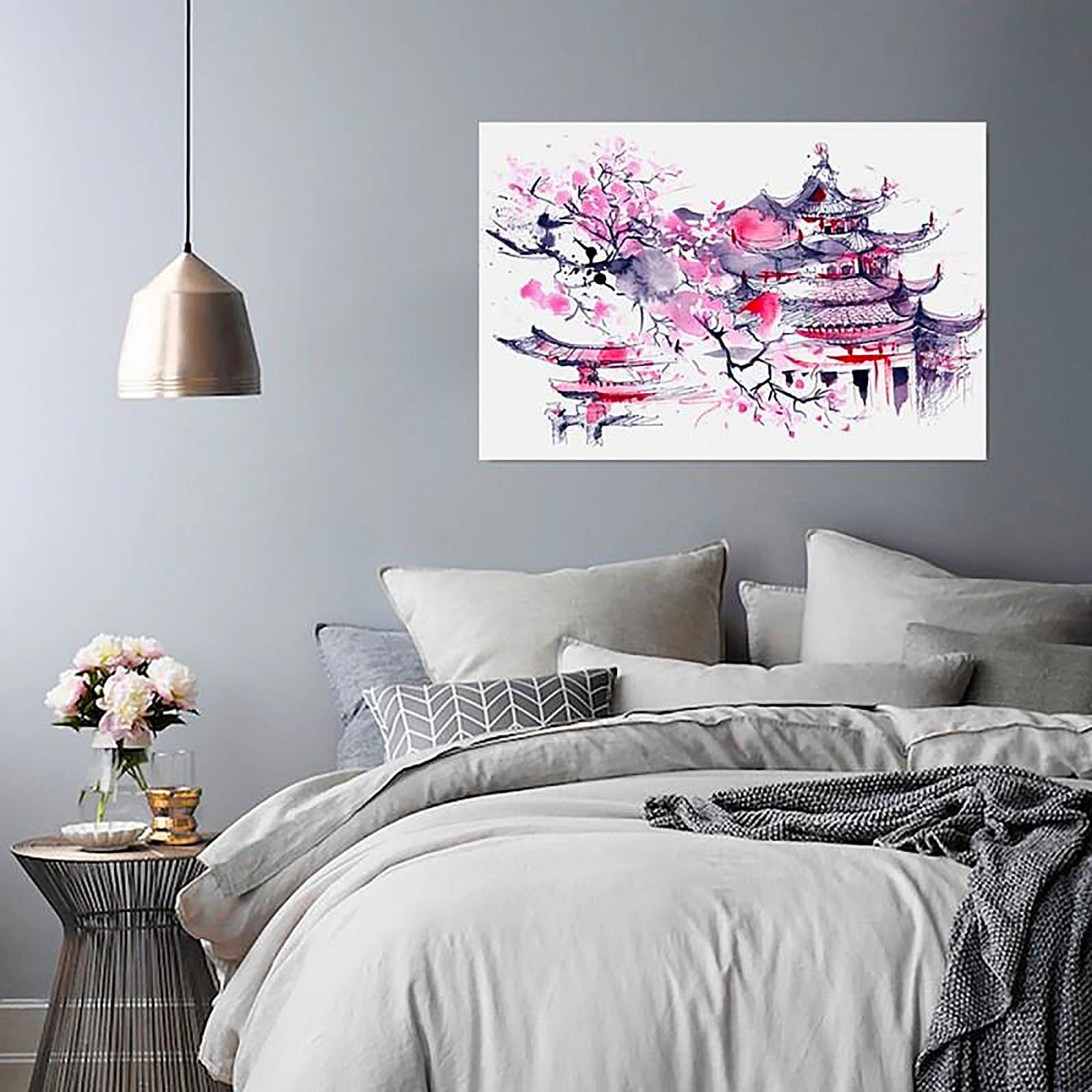 Tableau bois paysage japonais - 70 x 50 cm - 3