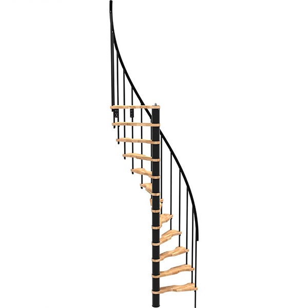 Escalier colimaçon 11 marches - Hauteur à franchir 2.28 à 2.82m - Structure noire et marche hêtre - Diamètre 120cm - SUON120/NH-11