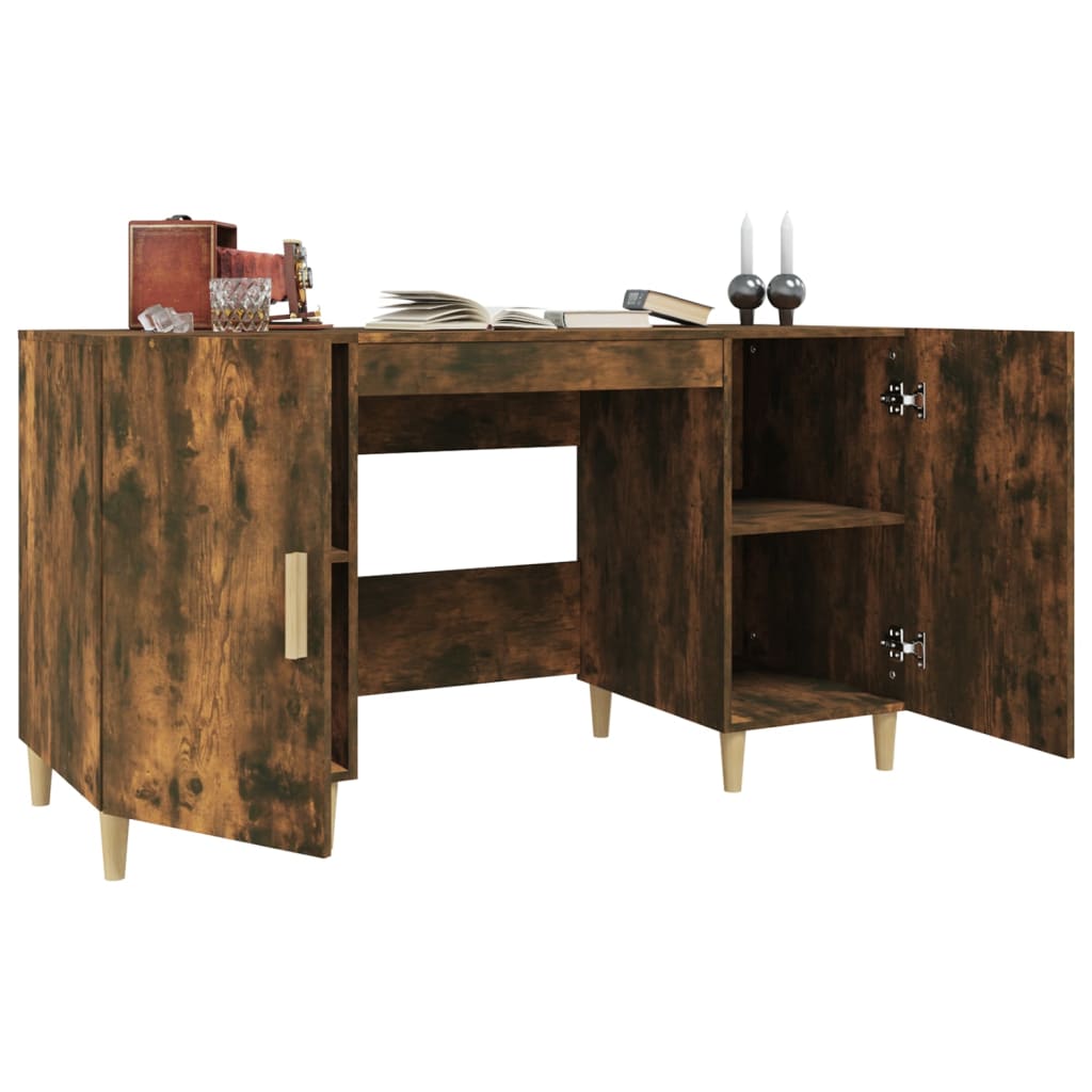 Bureau，Table de travail，Table d'étude Chêne fumé 140x50x75 cm Bois d'ingénierie CWV36352 - 5