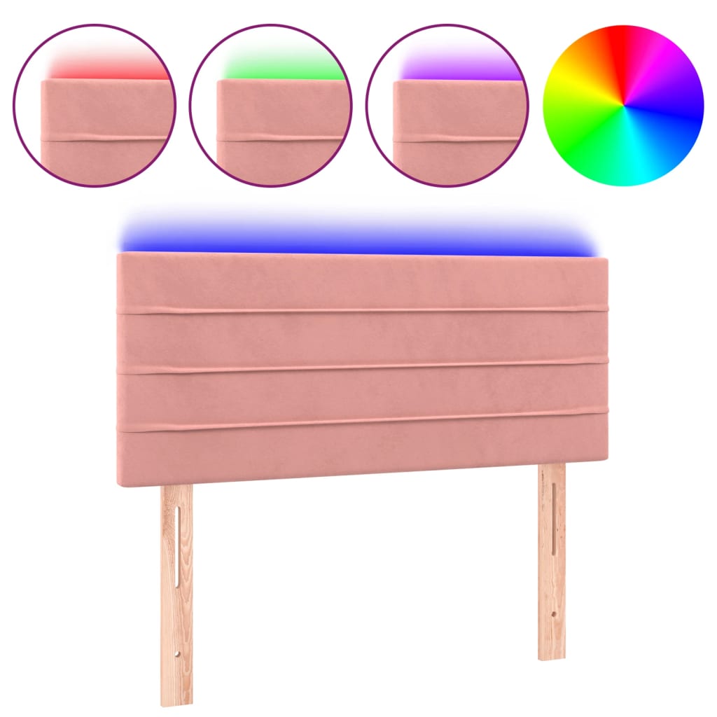 Cabecero de cama?panel de cabecera?decoración de pared con led de terciopelo rosa 80x5x78/88 cm cfw97446